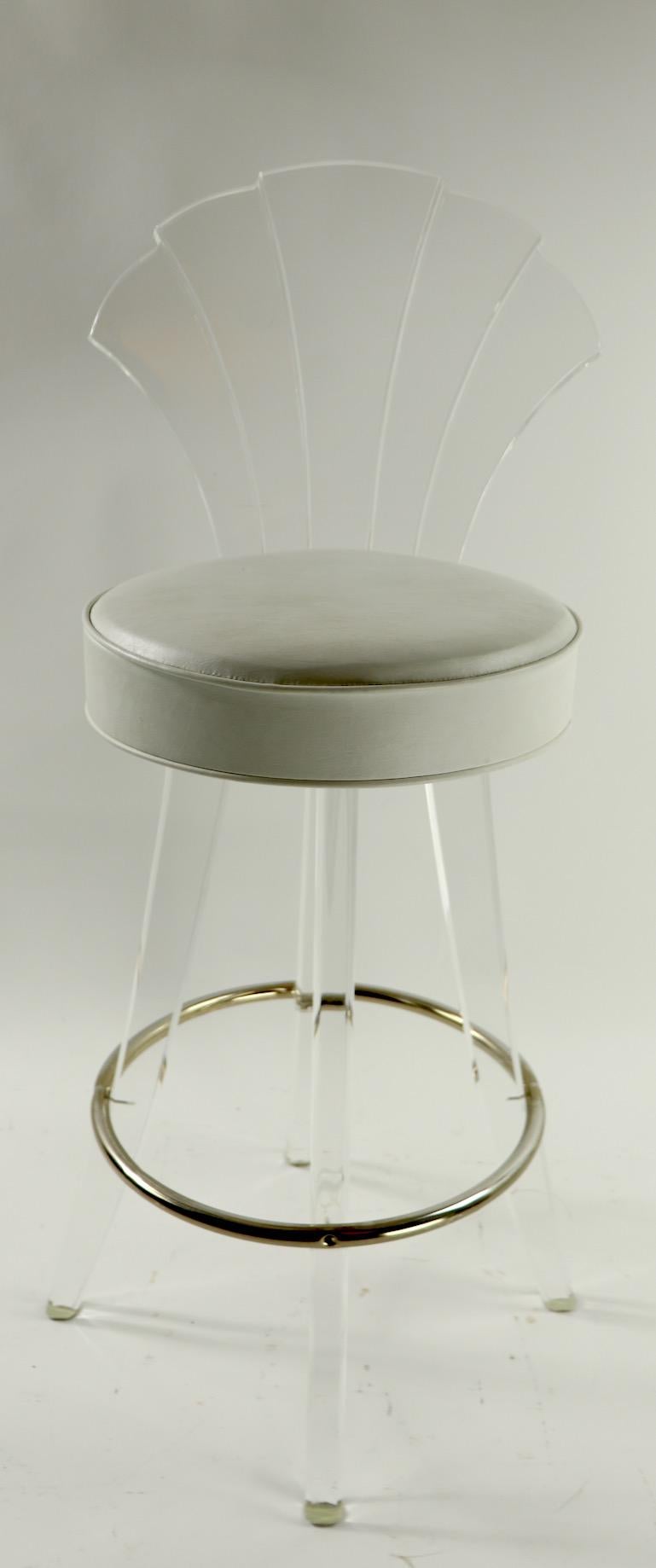 American 3 Lucite and Chrome Swivel Stools by Hill Manufacturing