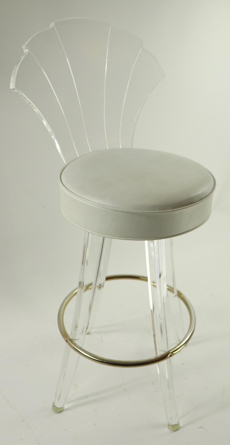 3 Lucite and Chrome Swivel Stools by Hill Manufacturing In Good Condition In New York, NY