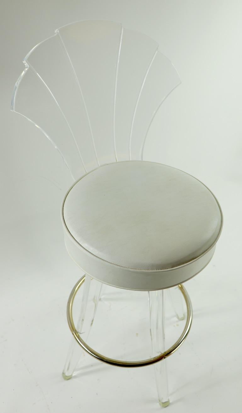 20th Century 3 Lucite and Chrome Swivel Stools by Hill Manufacturing