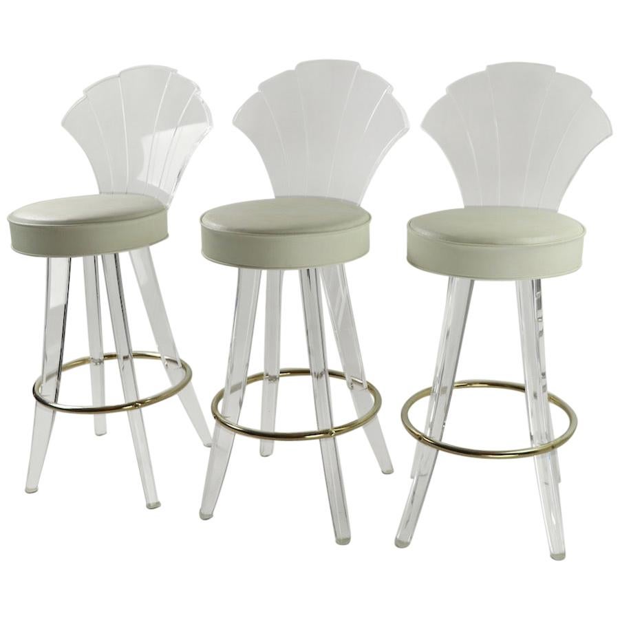 3 Lucite and Chrome Swivel Stools by Hill Manufacturing