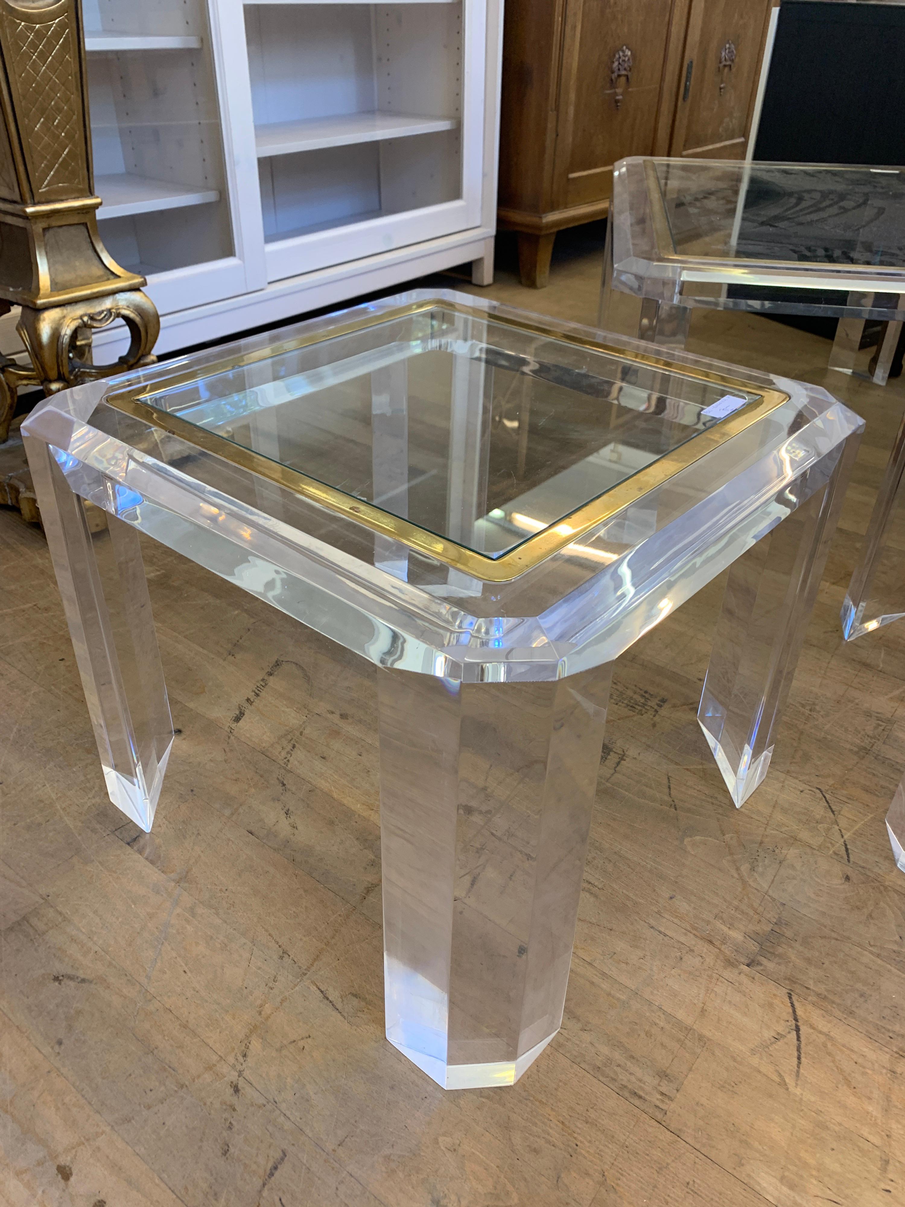 Late 20th Century 3 Lucite Plexiglass Design French Mid-Century Modern Tables
