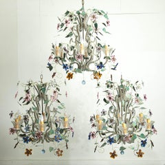 3 Maison Bagues style coloured glass chandeliers