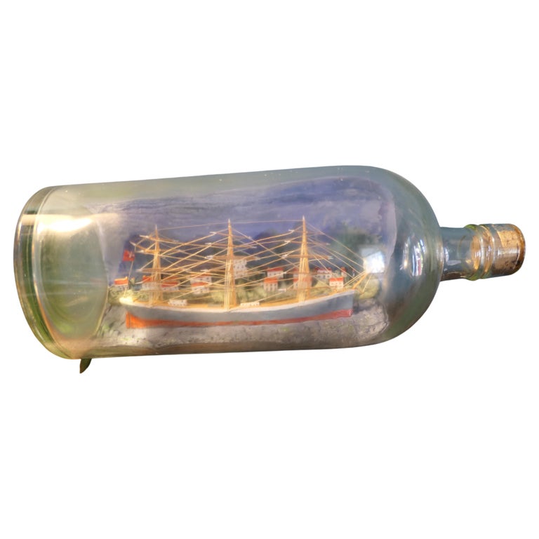 3 Masted Sailing Ship in a Bottle For Sale at
