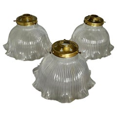 3 Matching Antique Holophane Lamp Shades