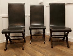 3 Matching Midcentury Leather and Oak Fireside Sling Chairs by Pierre Lottier
