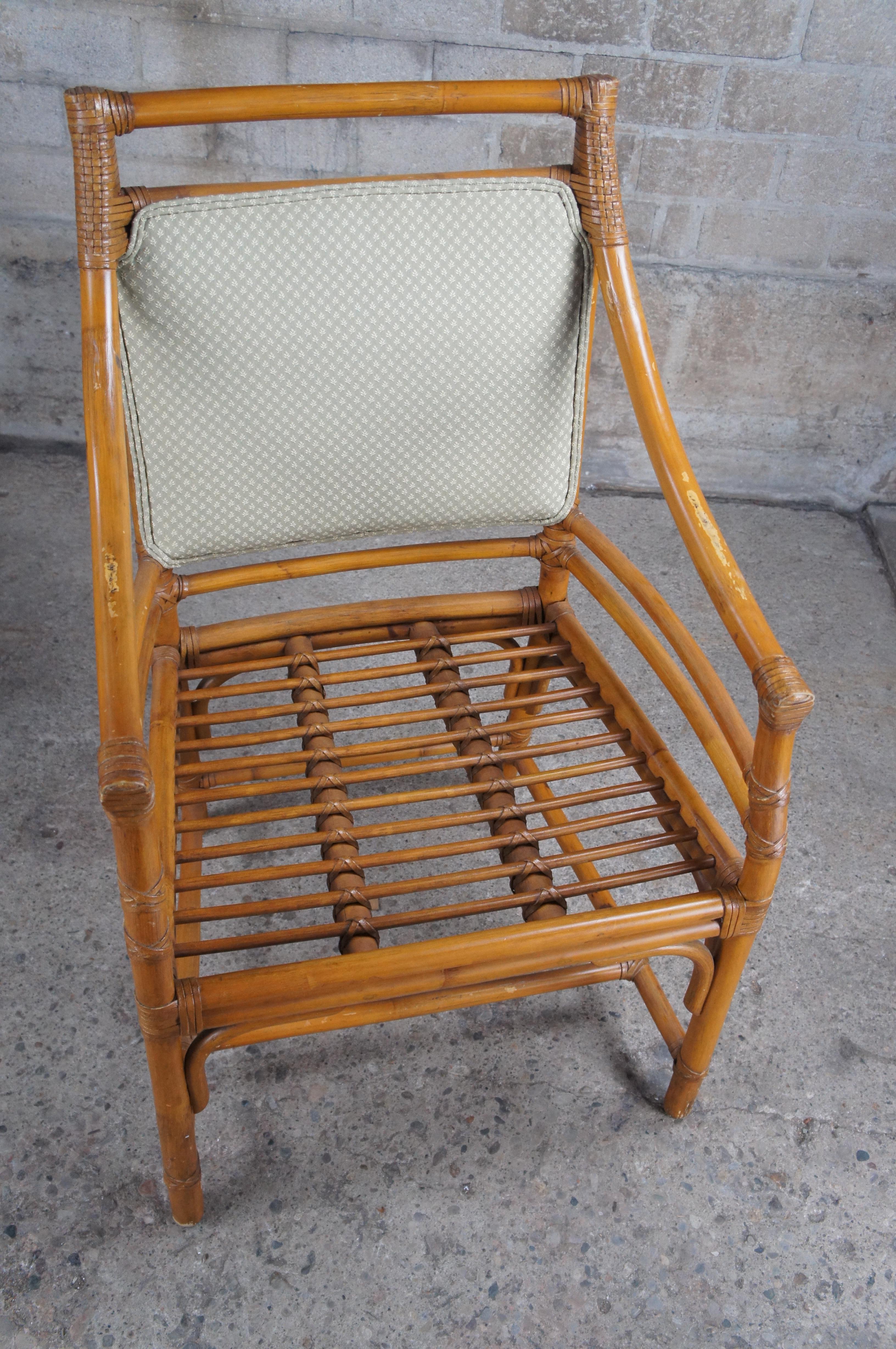 3 fauteuils de jeu boho chic McGuire modernes pour salle à manger à dossier pointu en bambou et rotin en vente 4