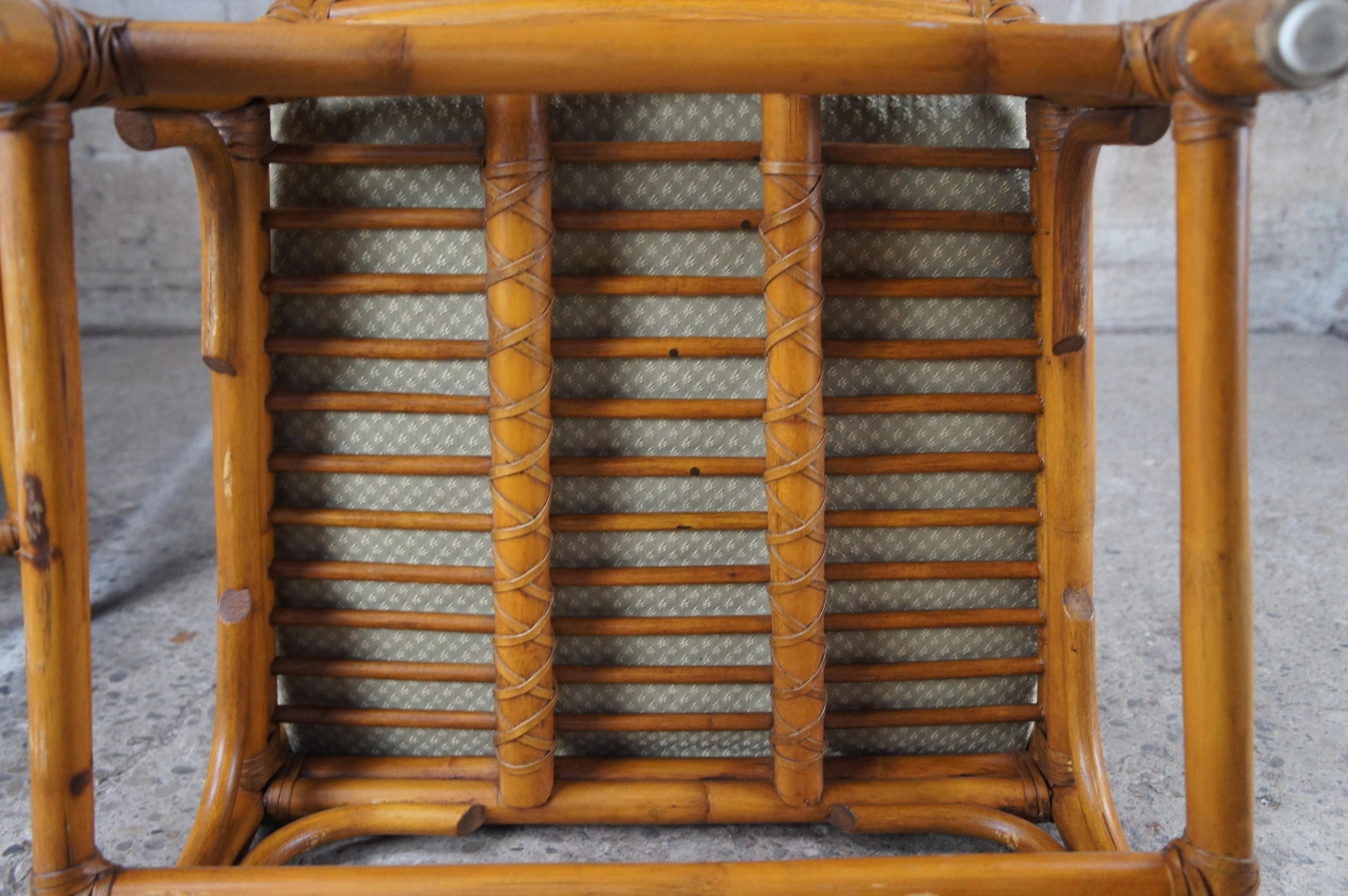 3 fauteuils de jeu boho chic McGuire modernes pour salle à manger à dossier pointu en bambou et rotin en vente 5