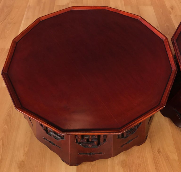 Meiji Period Red Lacquer Octagon Low Table or Plant Stand, 3 Available For Sale 3