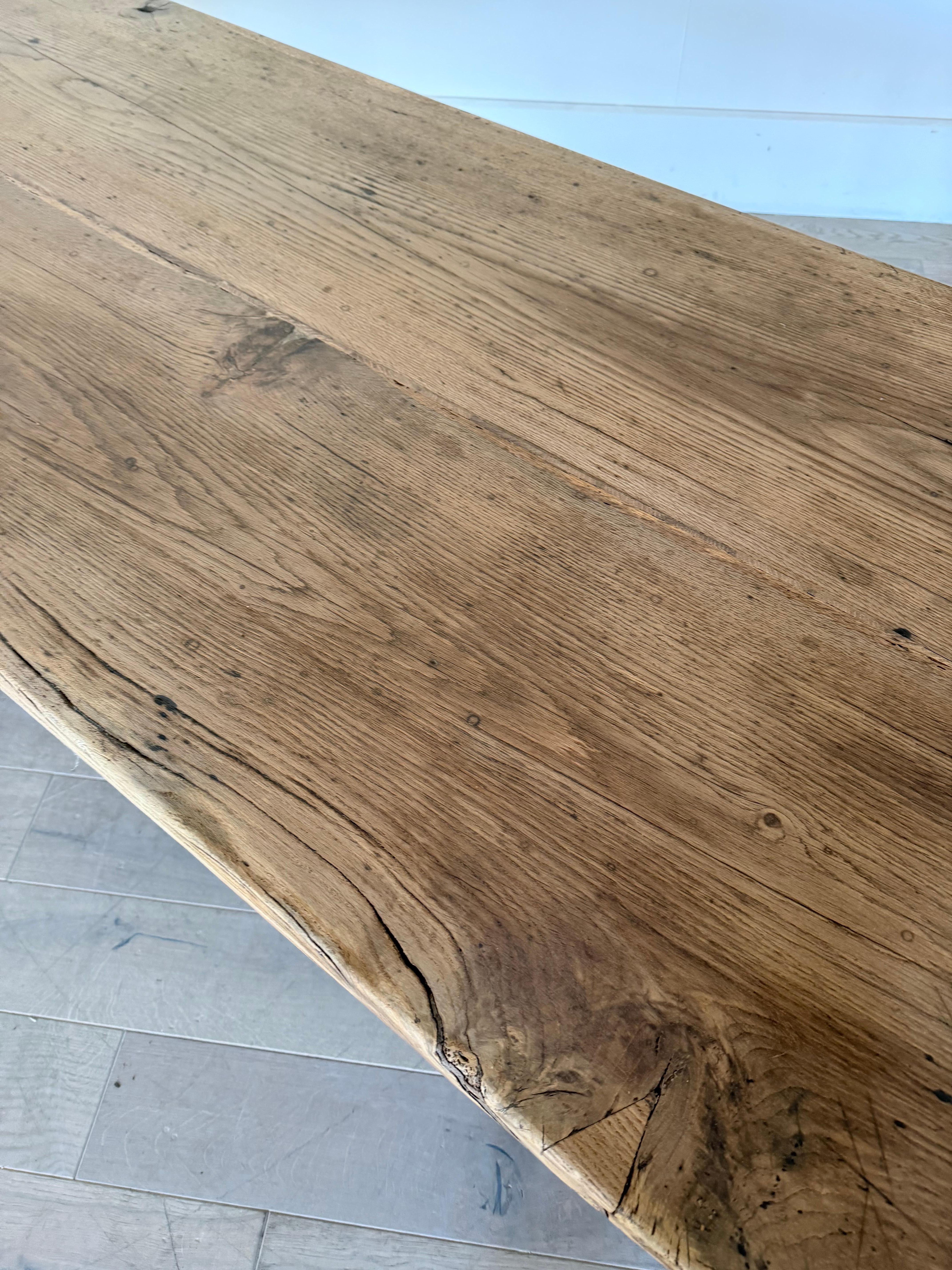 Table de ferme en chêne de 3 mètres en vente 4