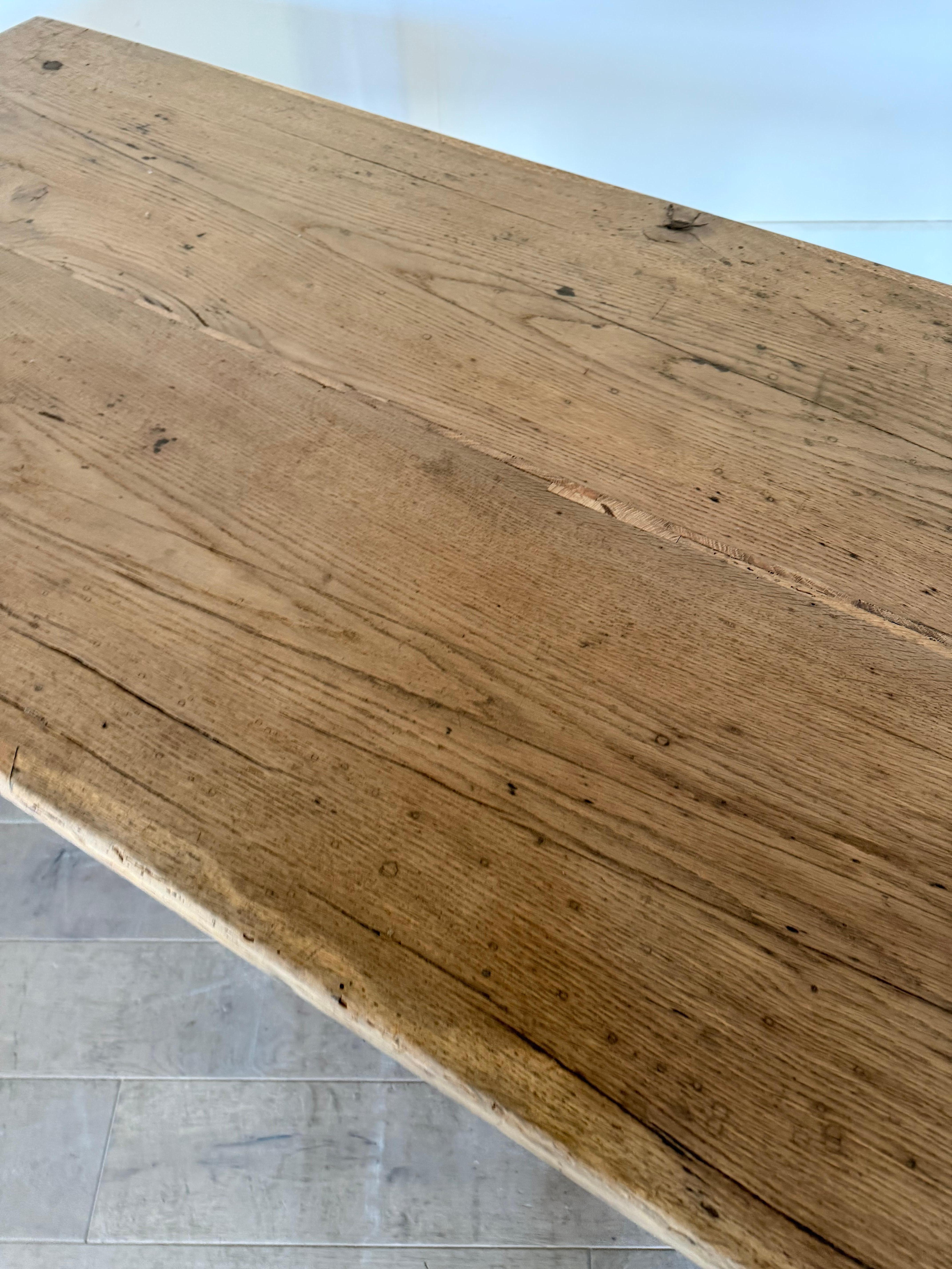 Table de ferme en chêne de 3 mètres en vente 2