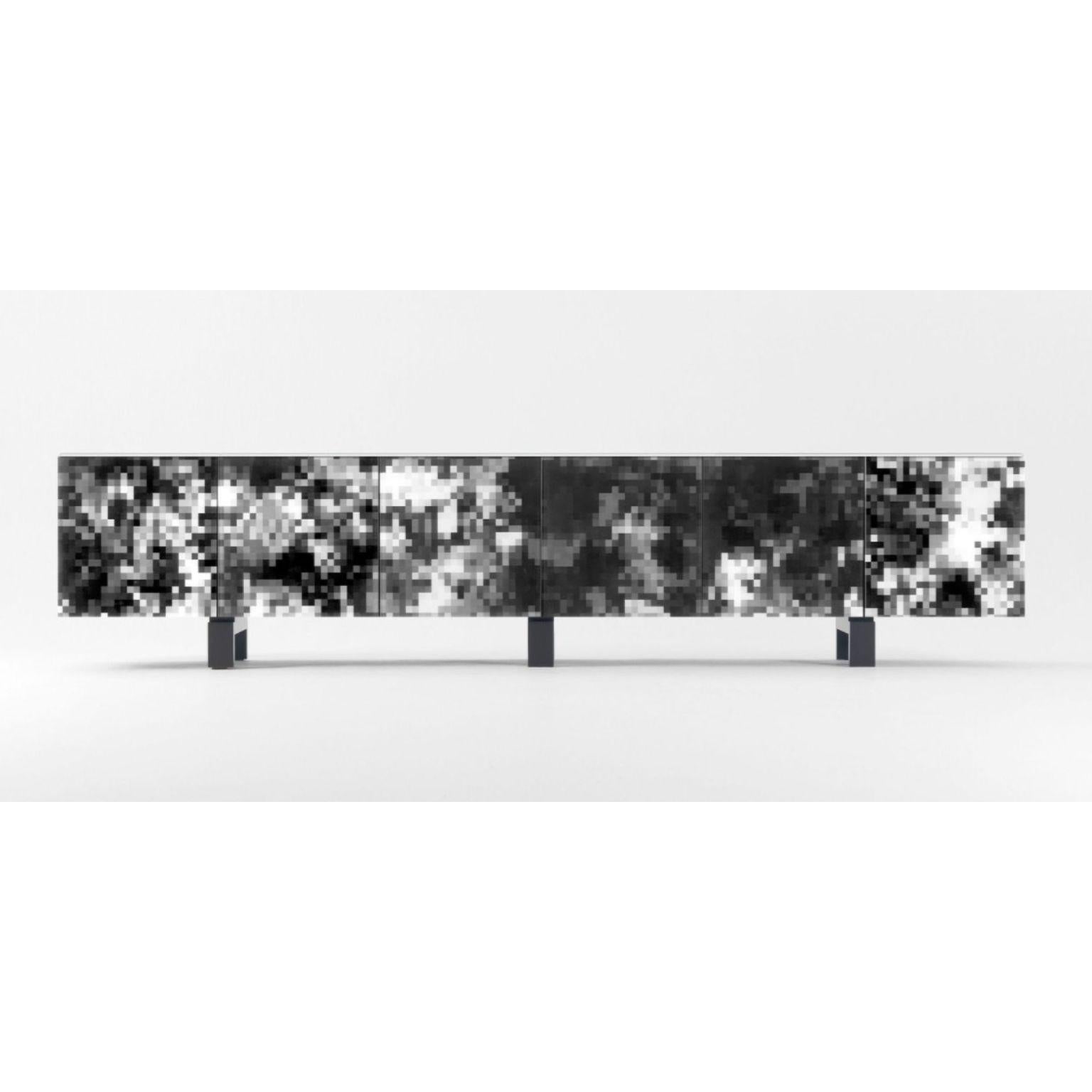 3 Meters dreams black cabinet by Cristian Zuzunaga
Dimensions: D 51 x W 300 x H 67 cm 
Materials: modules, doors, frontal parts, and drawers are lacquered in a matte black finish. Tops, frontals, and sides are mounted with 6mm tempered printed