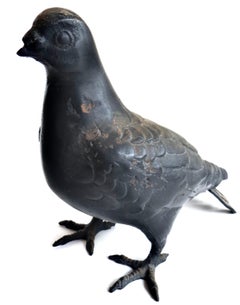 (3) Mid 20th Century Cast Iron Figural Pigeons. Japan, Circa 1955