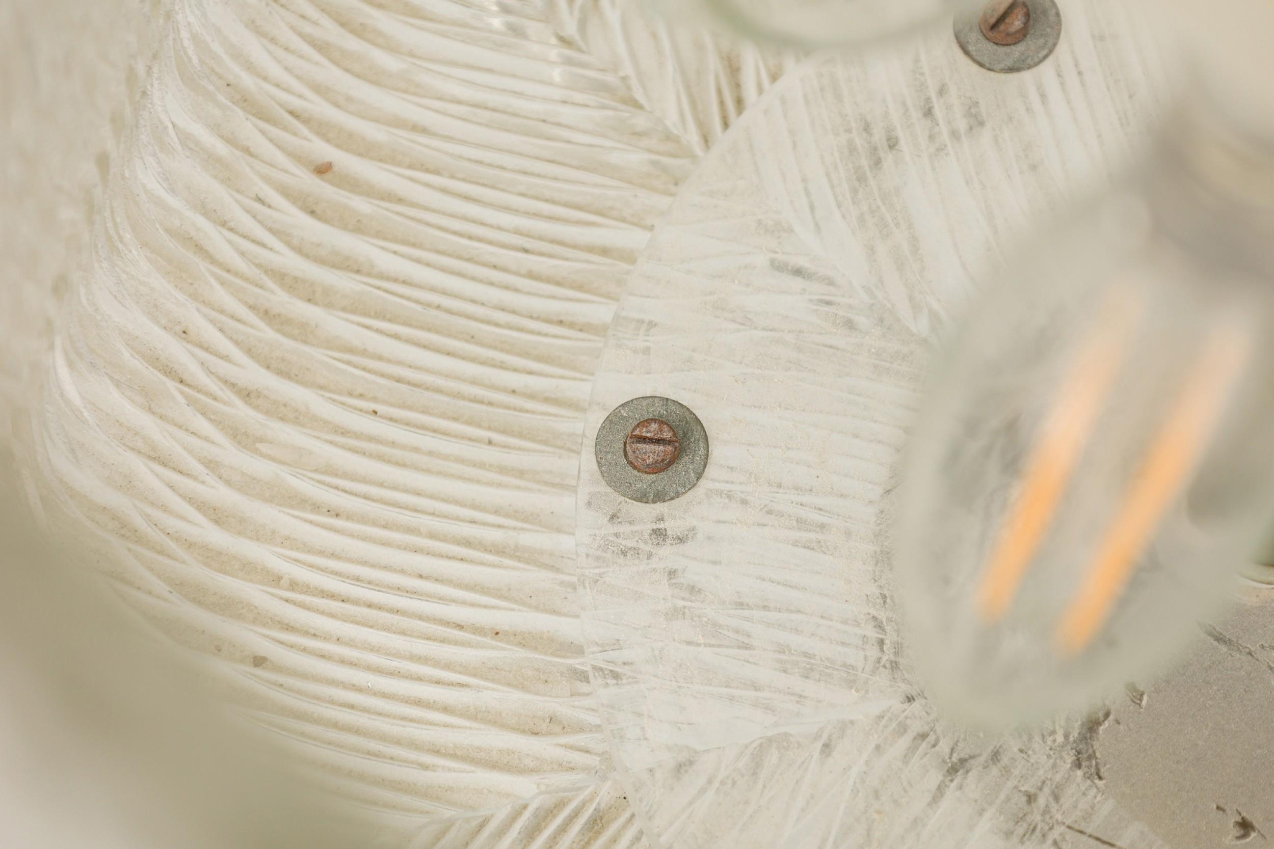3 Chandlier du milieu du siècle 6 panneaux de verre texturé en vente 1
