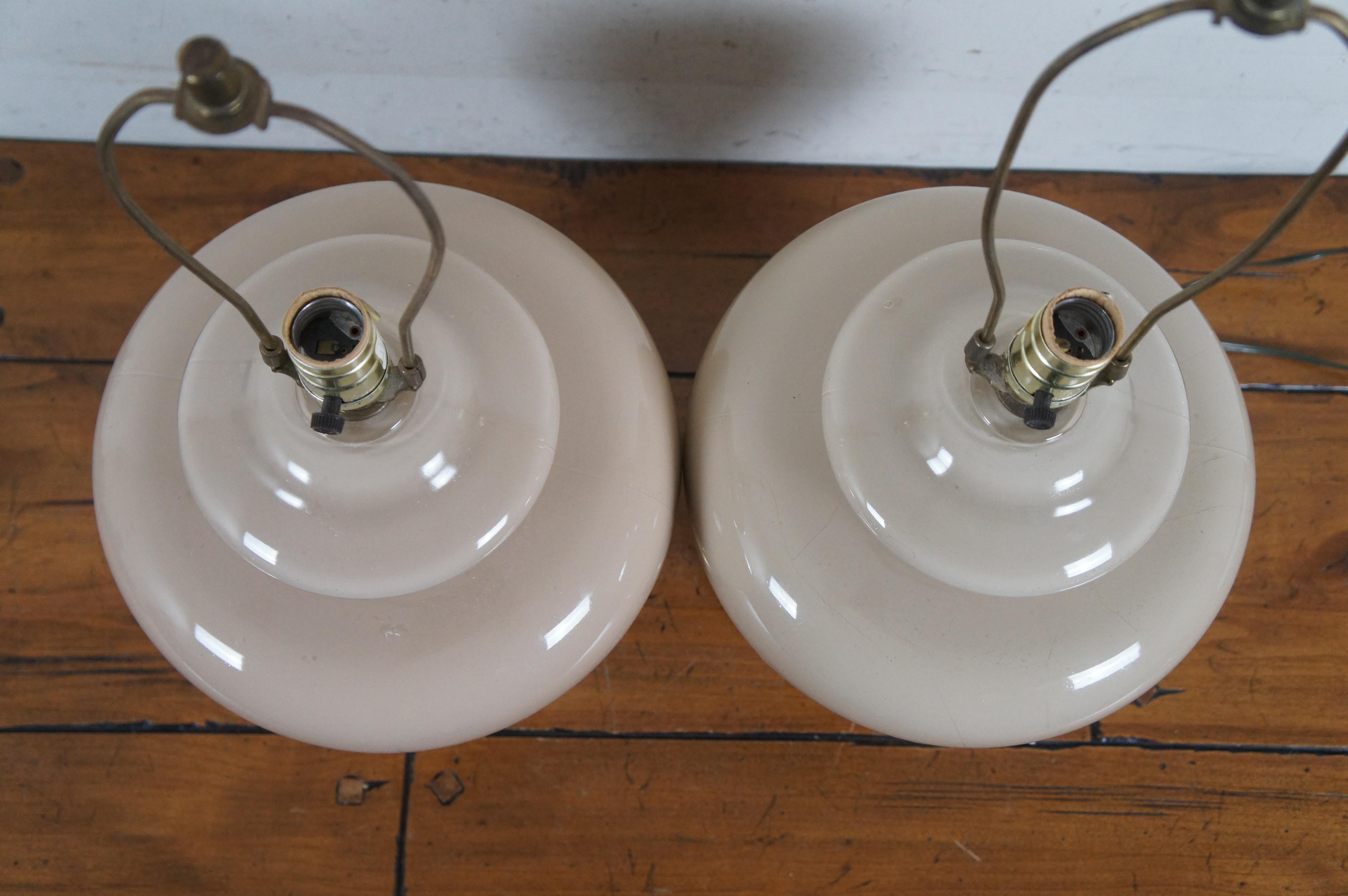 19th Century 3 Mid Century Modern Beige Glass Bulbous Ginger Jar Urn Table Lamps 24