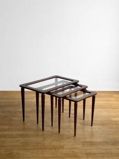 3 MID-CENTURY-MODERN Gigogne TABLES by ICO PARISI, for DE BAGGIS, Italy 1950