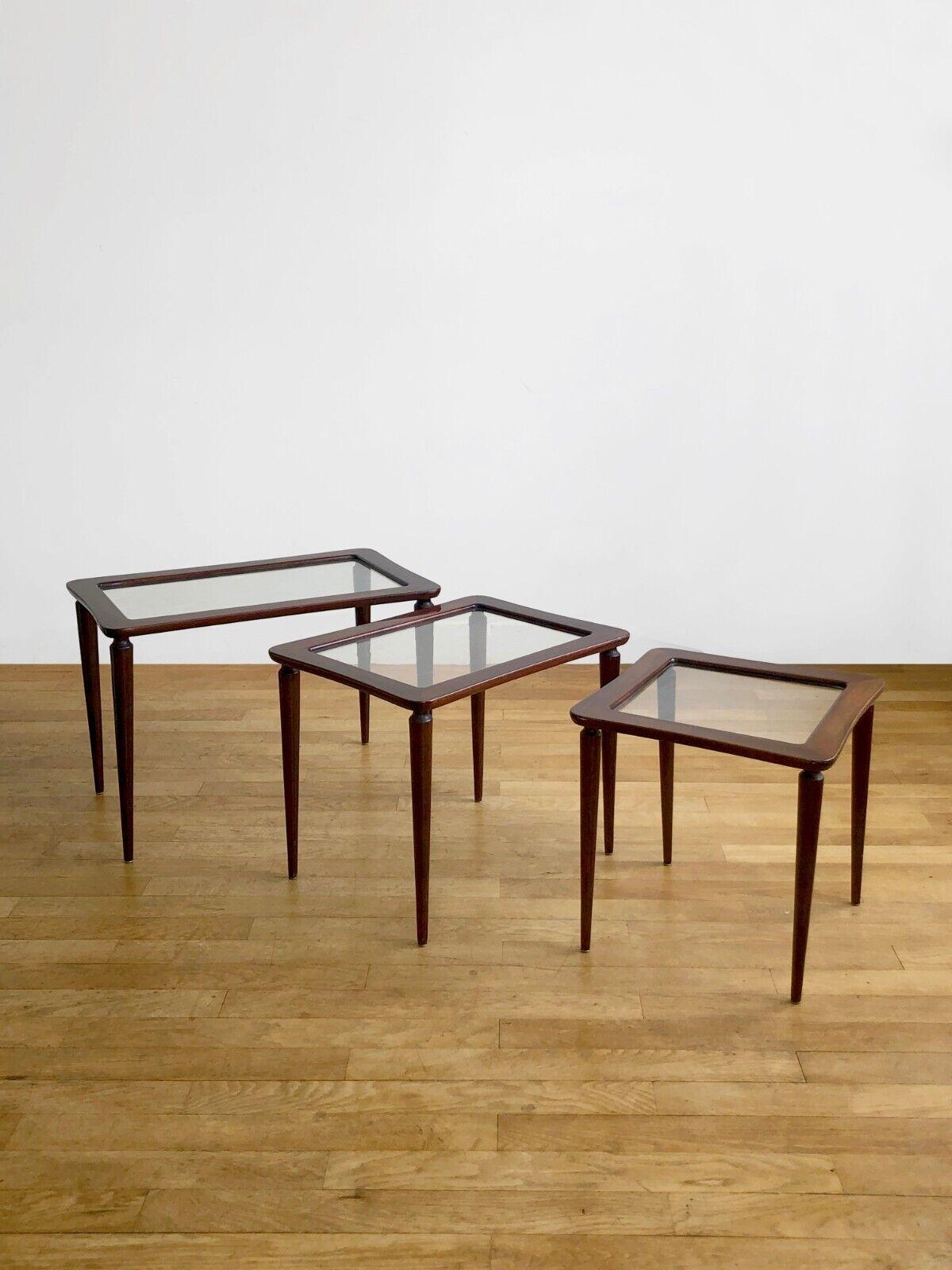 French 3 MID-CENTURY-MODERN Gigogne TABLES by ICO PARISI, for DE BAGGIS, Italy 1950 For Sale