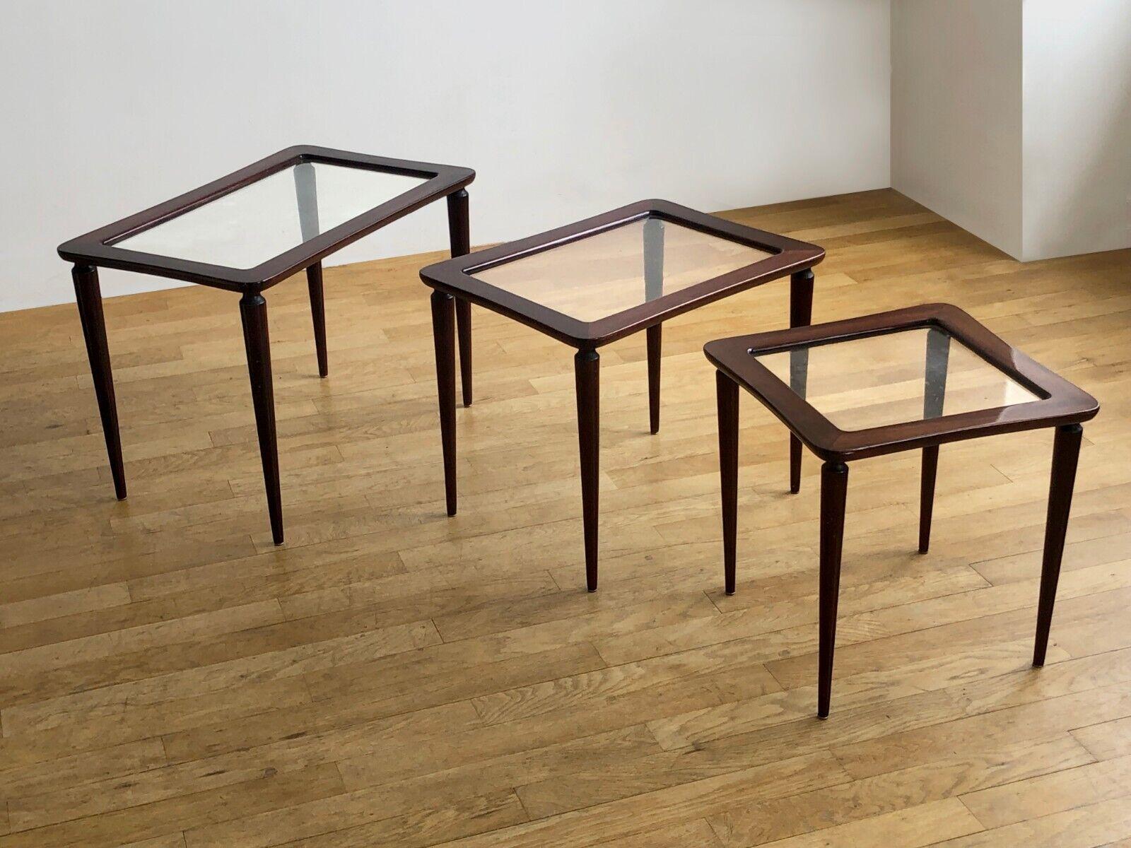 Mid-20th Century 3 MID-CENTURY-MODERN Gigogne TABLES by ICO PARISI, for DE BAGGIS, Italy 1950 For Sale