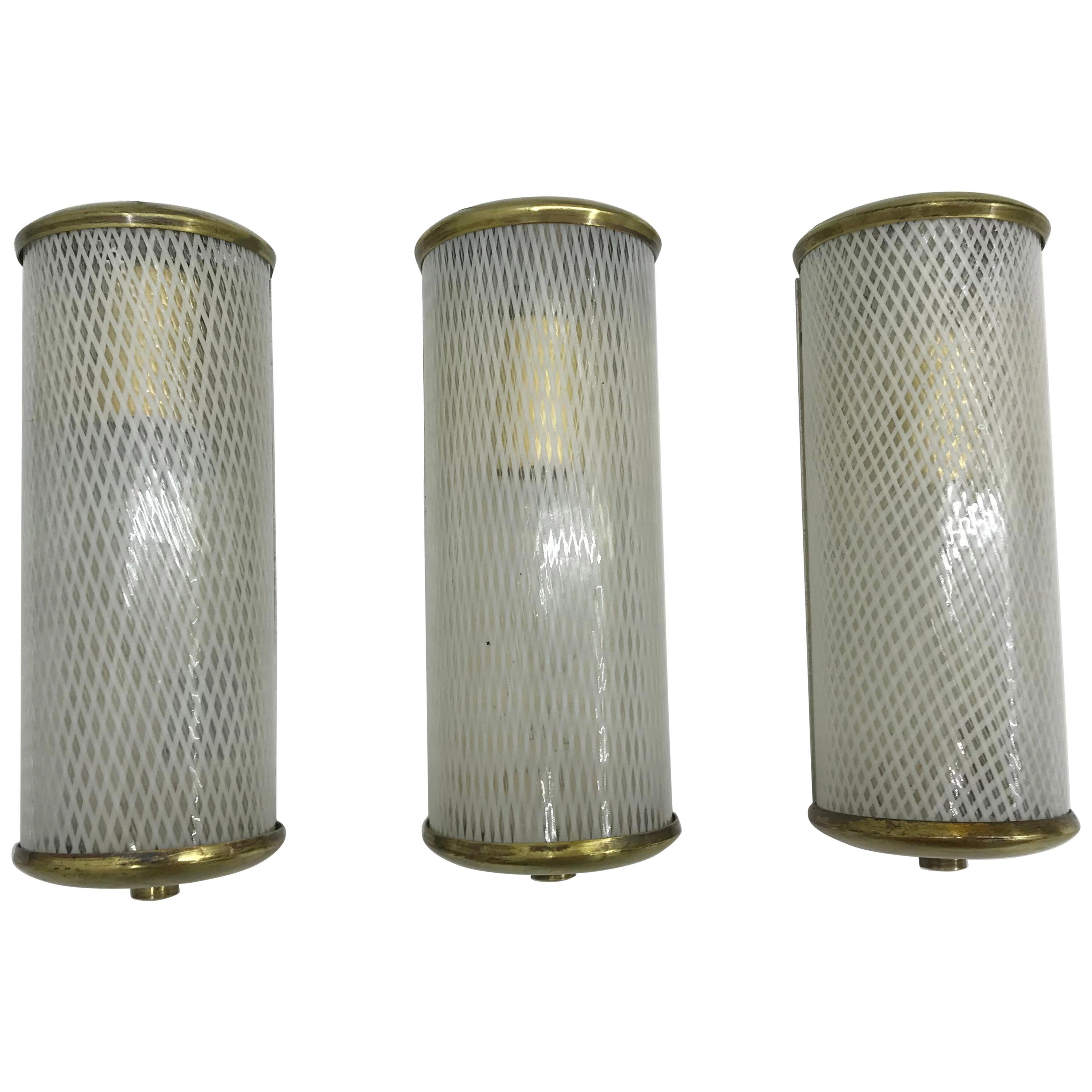 3 Mid-Century Modern Murano 'Filigrana' Glass Sconces, Venini, circa 1950 For Sale