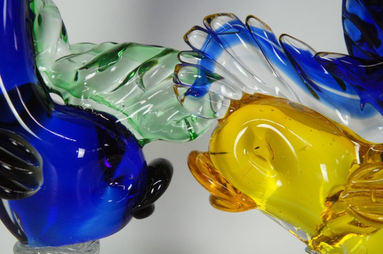3 Mid Century Murano Sommerso Italian Art Glass Fish Figurines Sculpture MCM For Sale 6