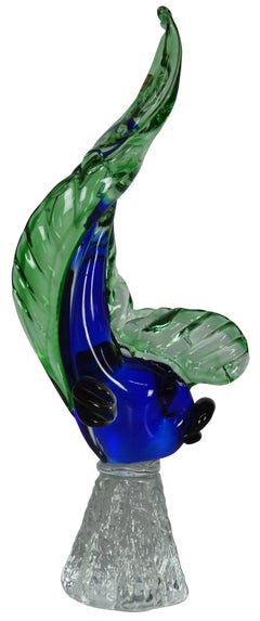 3 Mid Century Murano Sommerso Italian Art Glass Fish Figurines Sculpture MCM