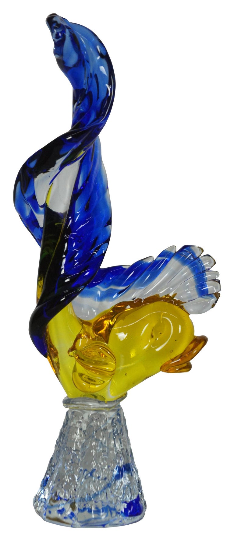 Mid-Century Modern 3 Mid Century Murano Sommerso Italian Art Glass Fish Figurines Sculpture MCM For Sale