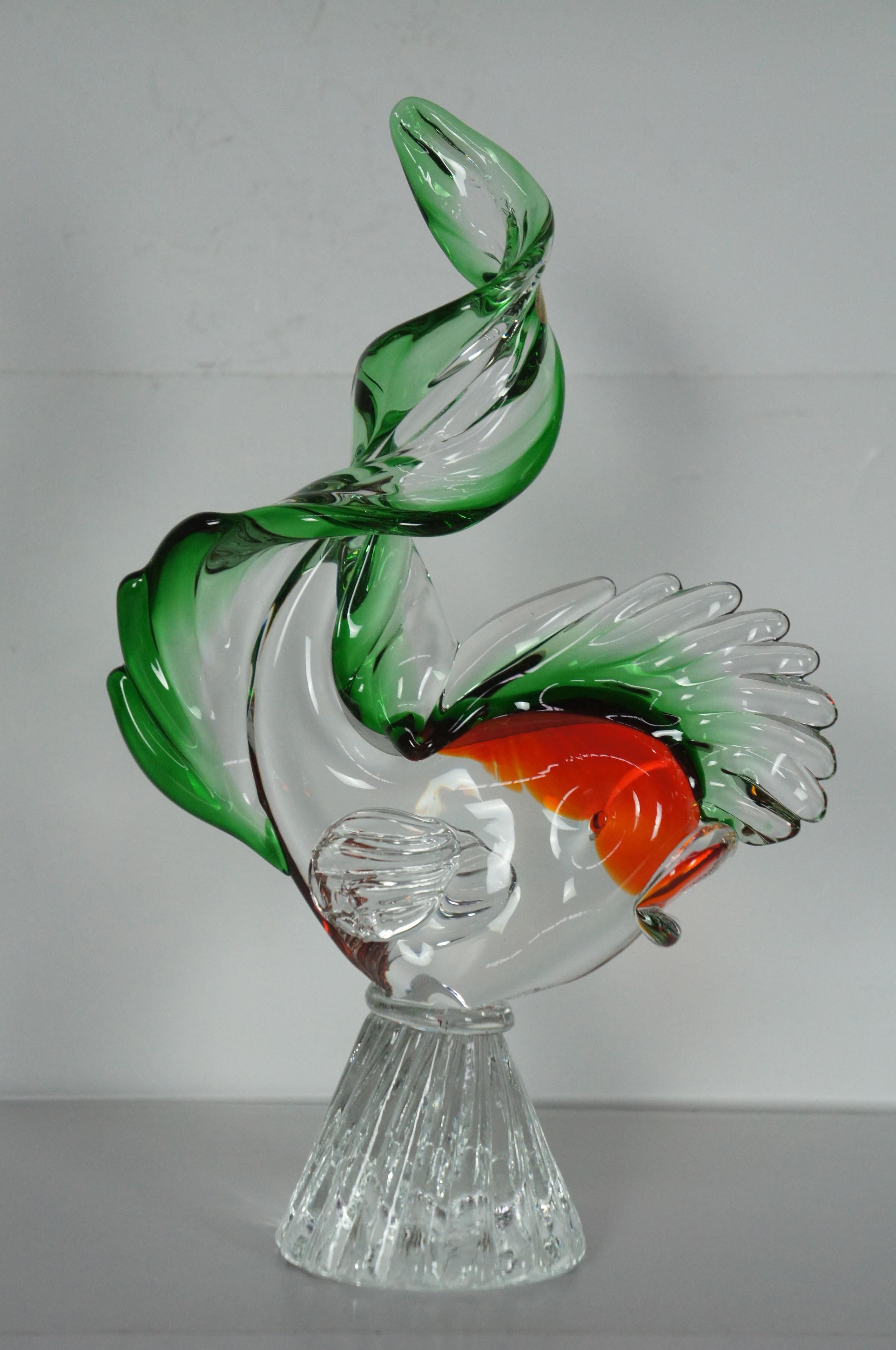 Mid-Century Modern 3 Mid Century Murano Sommerso Italian Art Glass Fish Figurines Sculpture MCM