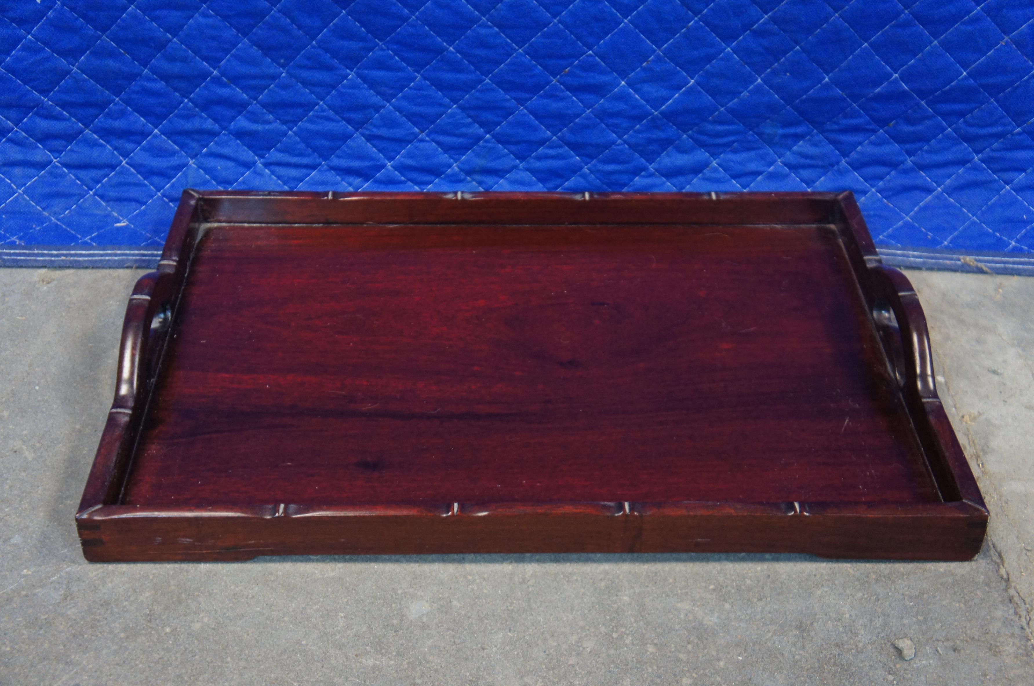 3 Mid Century Rosewood Faux Bamboo Graduated Nesting Serving Bar Tray 3