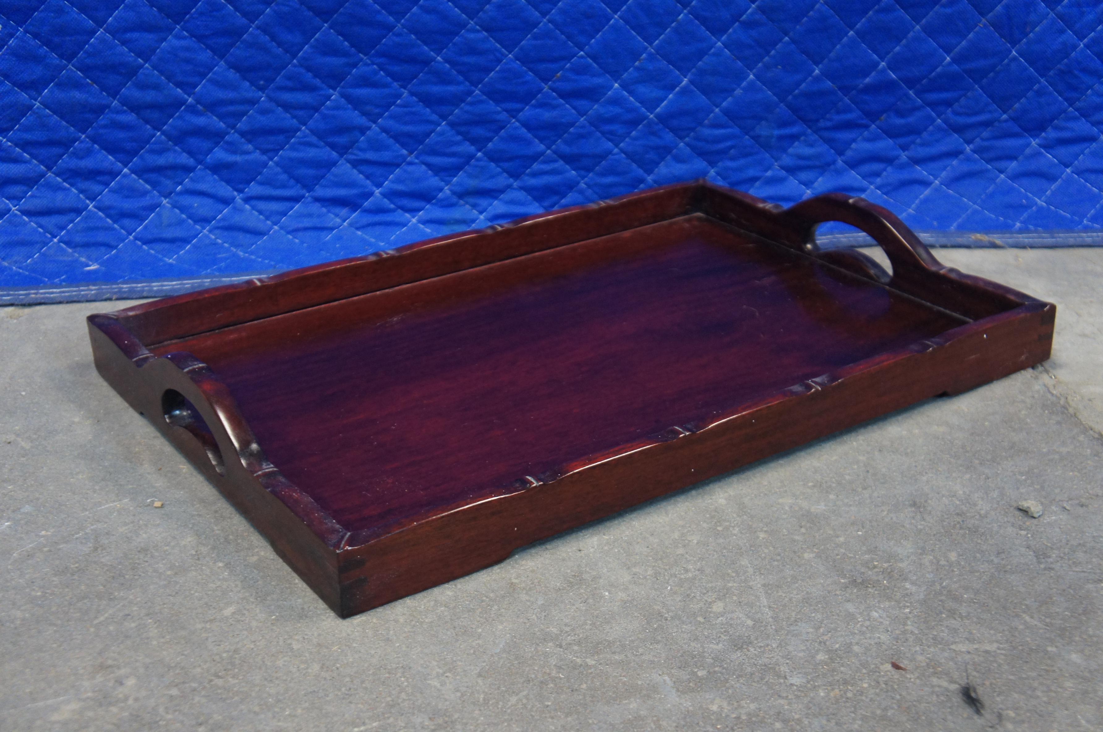 3 Mid Century Rosewood Faux Bamboo Graduated Nesting Serving Bar Tray 4