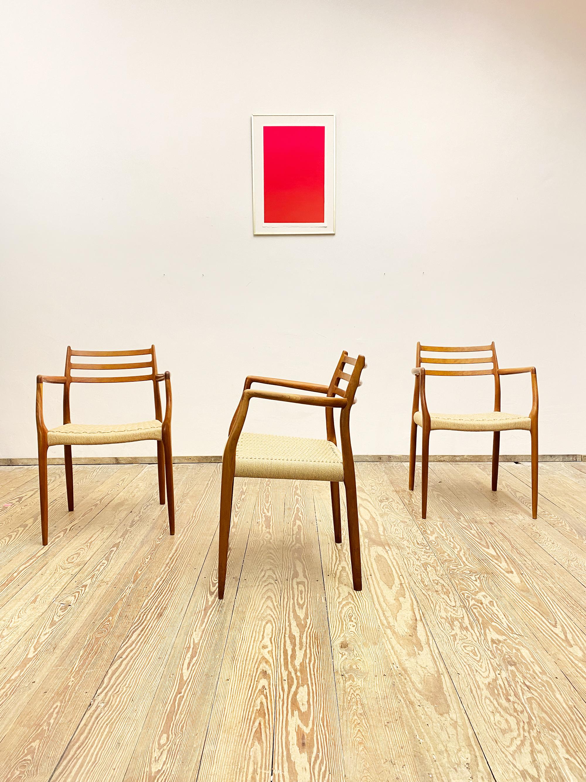 Mid-Century Modern 3 Mid-Century Teak Dining Chairs #62 by Niels O. Møller for J. L. Moller