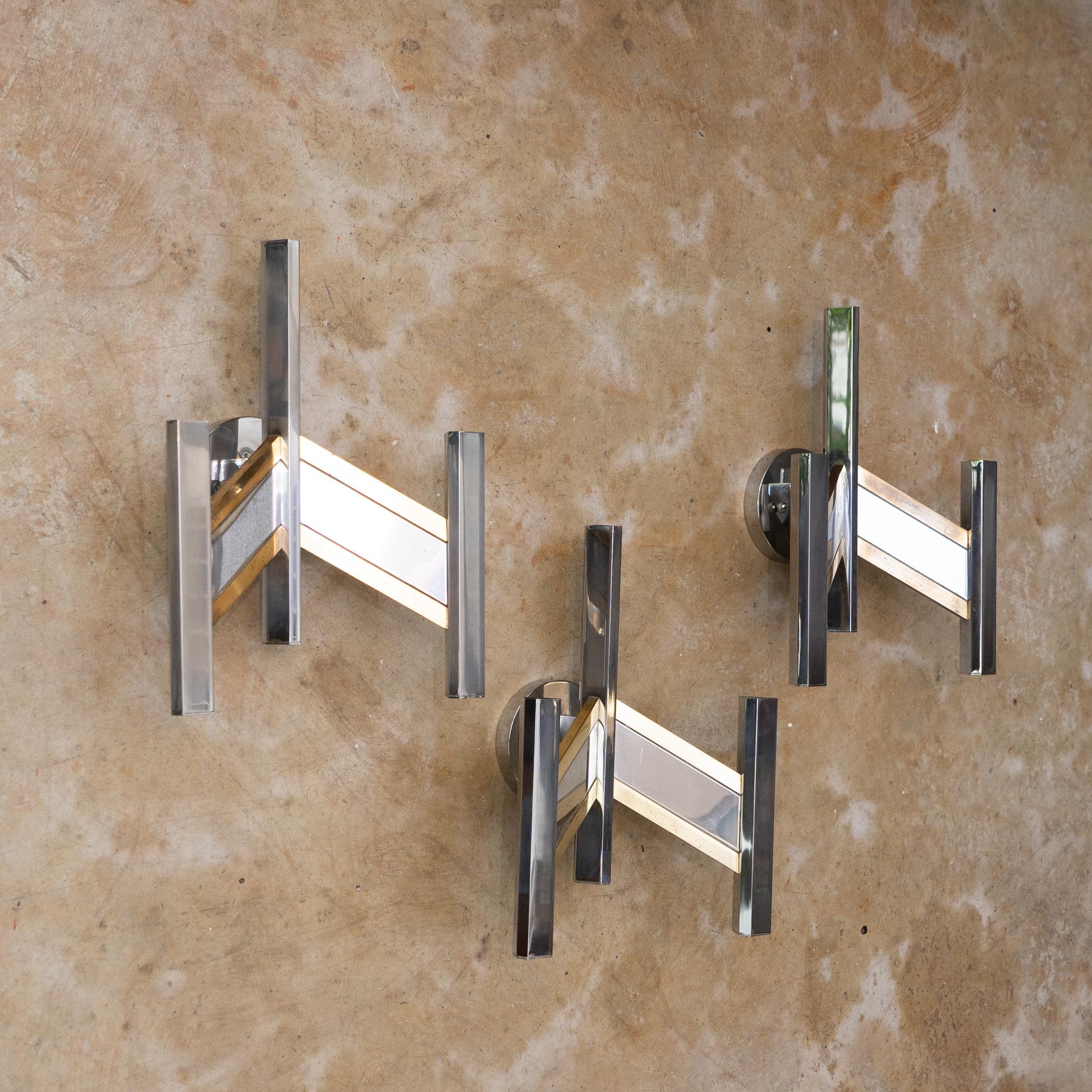 3 Apliques de pared de mediados de siglo de Gio Scolari, Italia (1960) Francés en venta