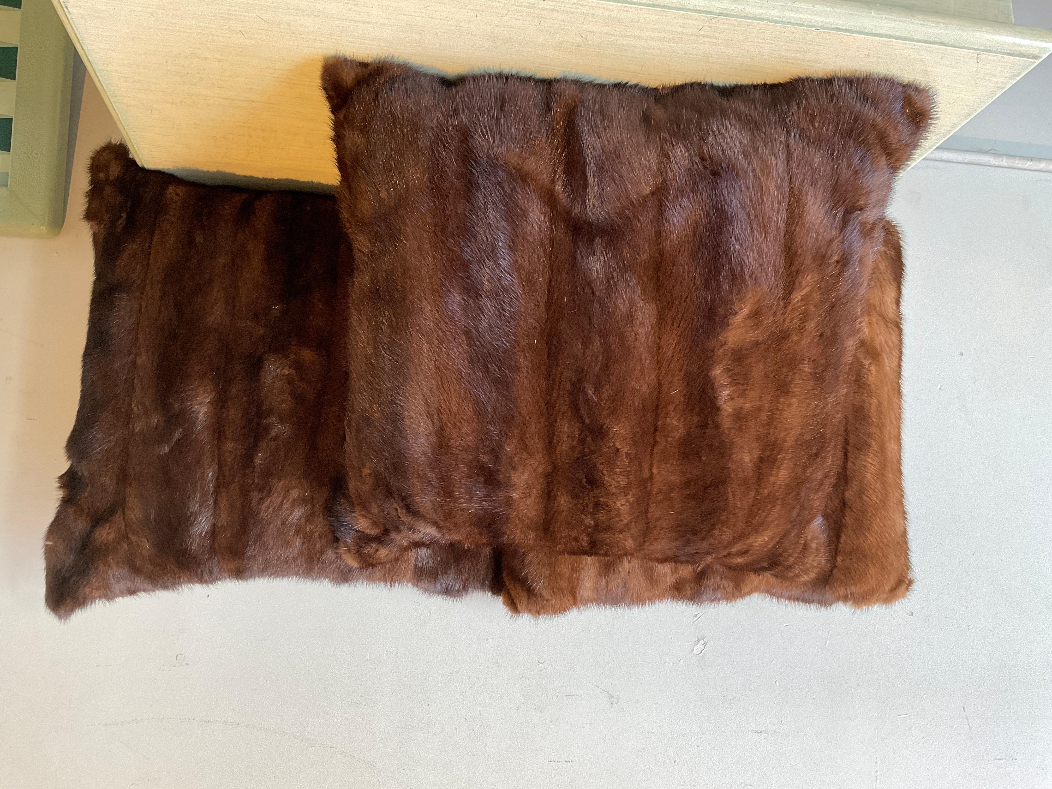 3 mink pillows. Down insert, zippered pillow.
Pillows are being sold at 700 dollars each.