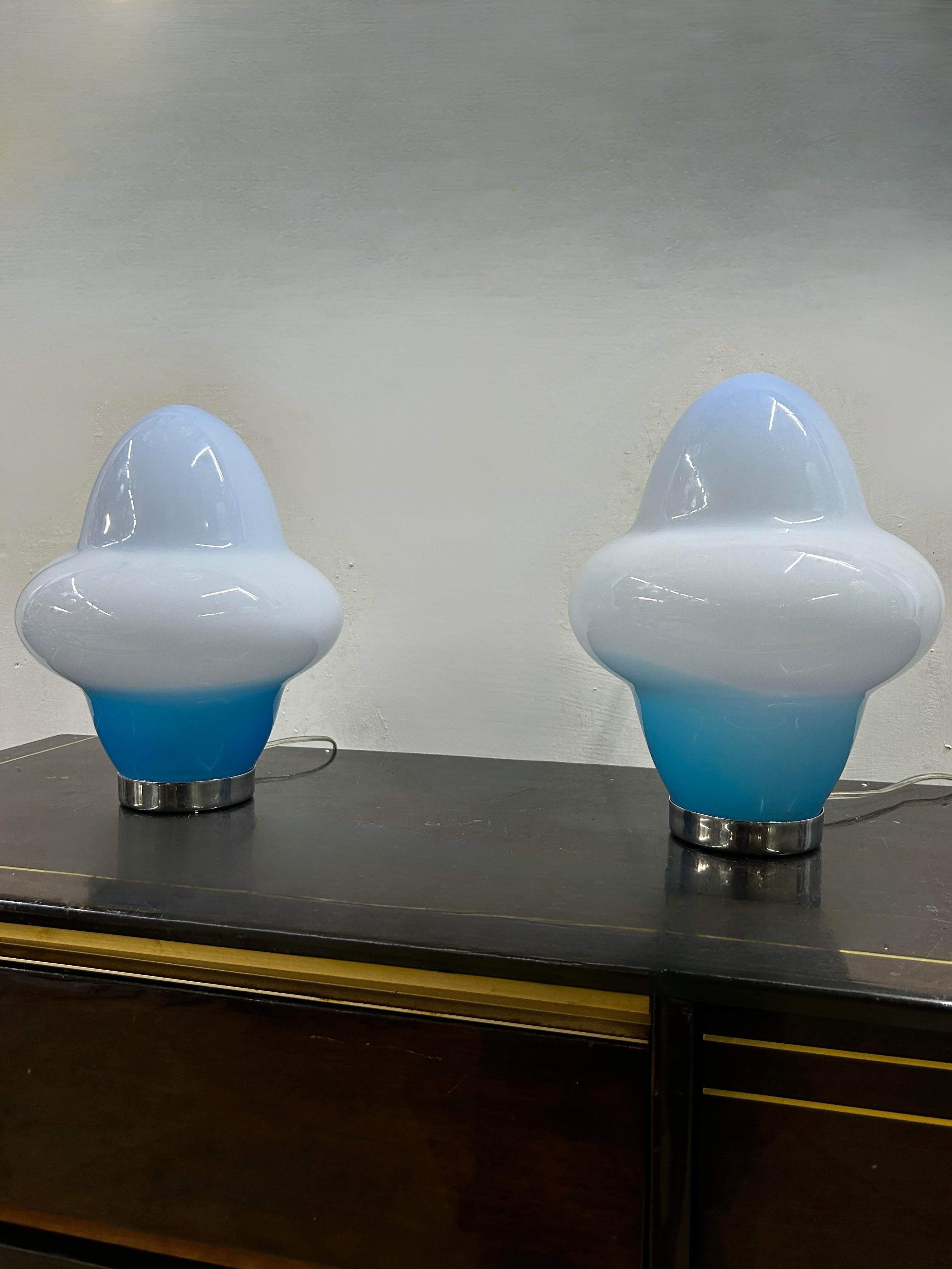 italien 3 lampes de table modernes de Murano par Ettore Sottsass pour Venini, signées vers 1994 en vente