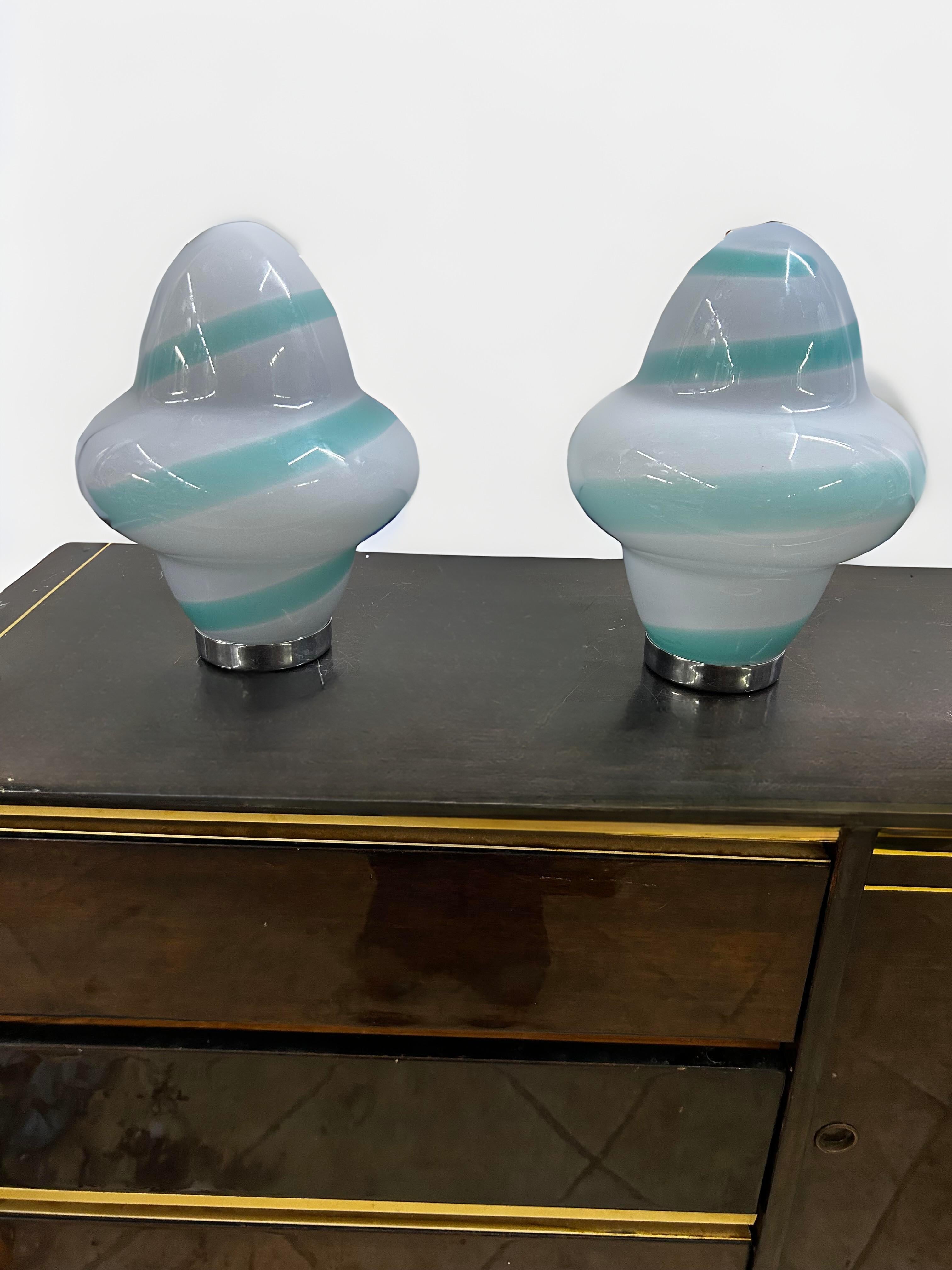 Deux lampes de bureau modernes de Murano par Ettore Sottsass pour Venini, signées vers 1994 Excellent état - En vente à Merida, Yucatan