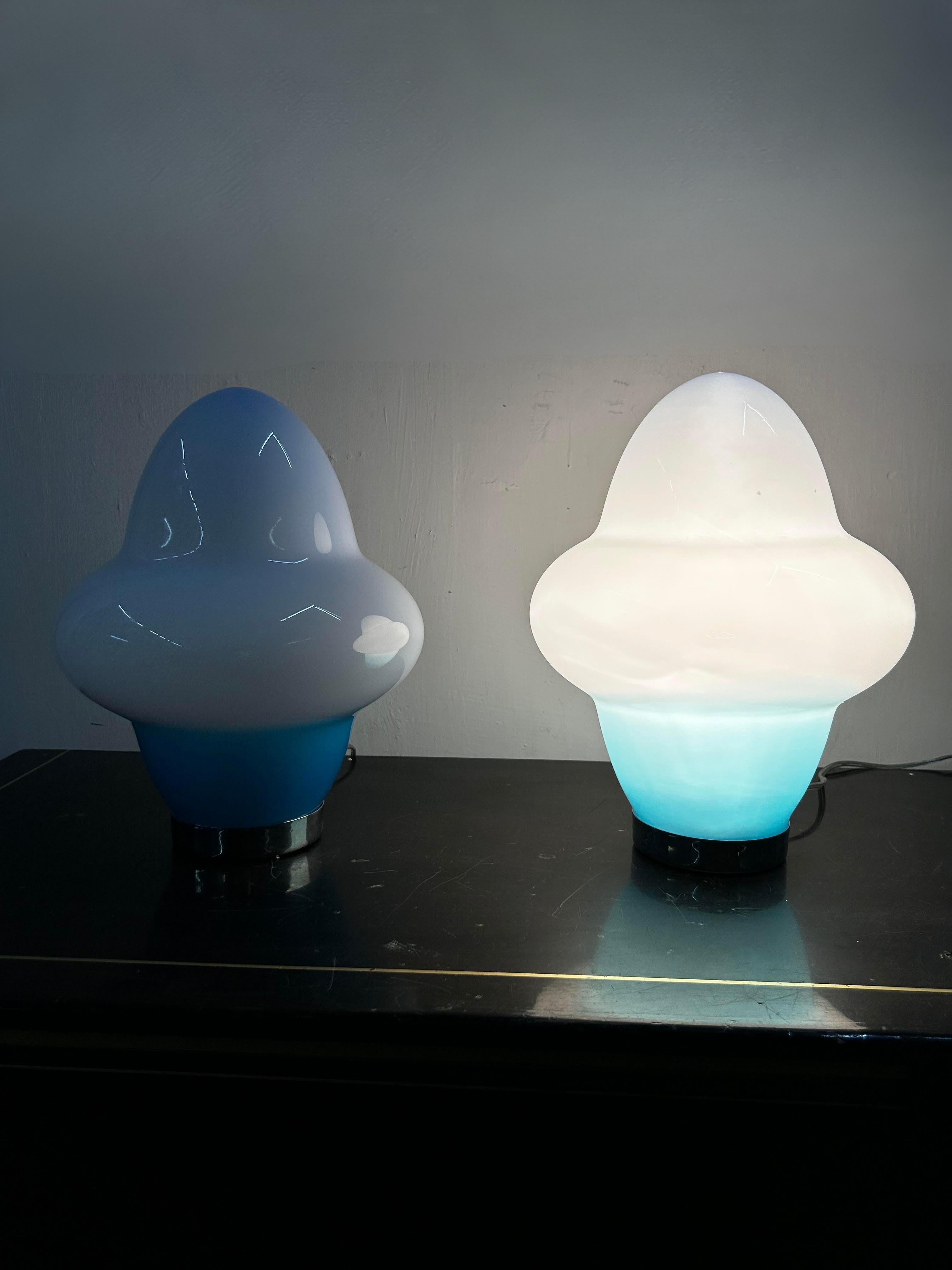 Verre de Murano 3 lampes de table modernes de Murano par Ettore Sottsass pour Venini, signées vers 1994 en vente