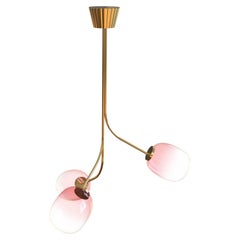 3 Module Candy Chandelier with Hand-blown Glass and Brass
