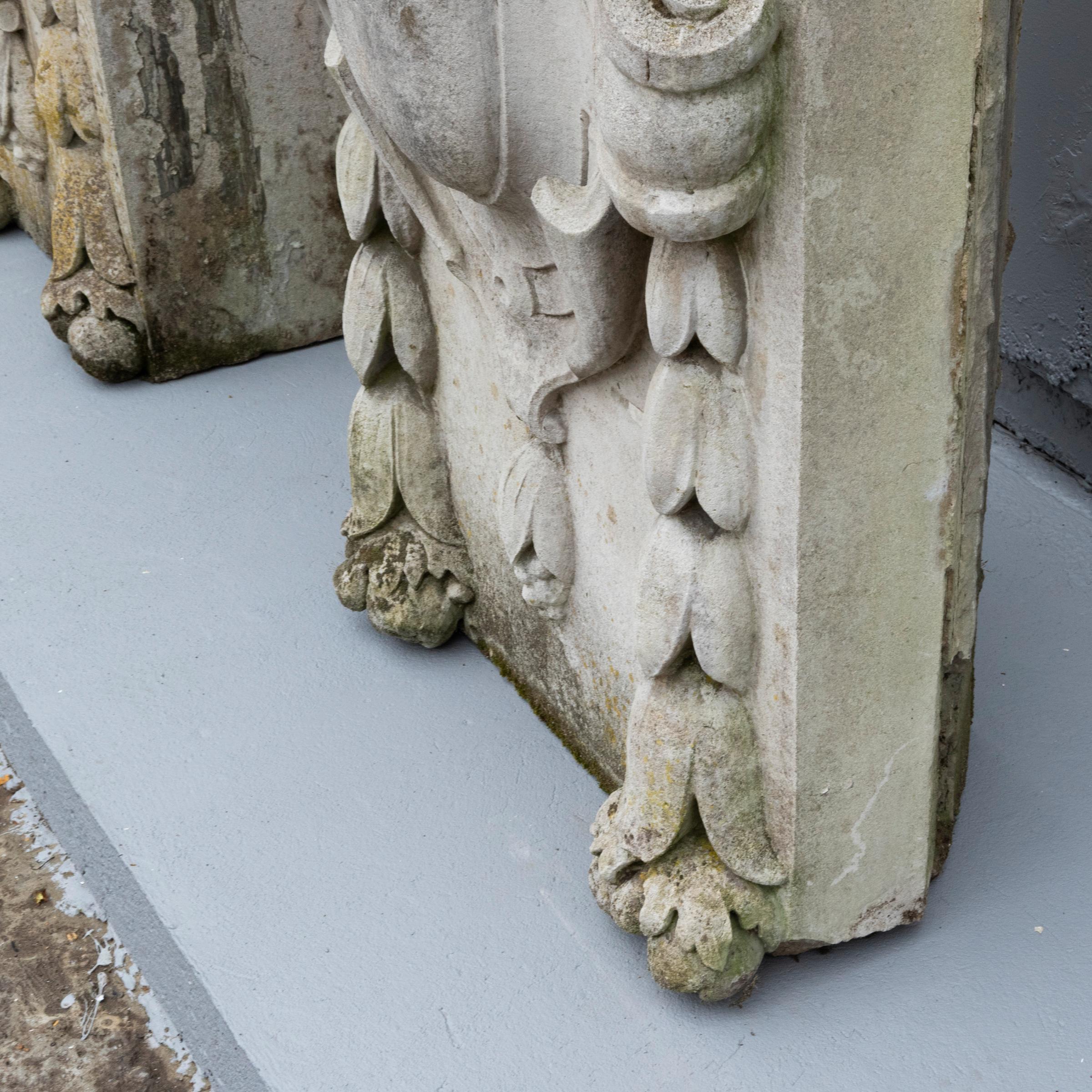 3 Monumental Antique Carved Keystones  London Building Facade For Sale 3