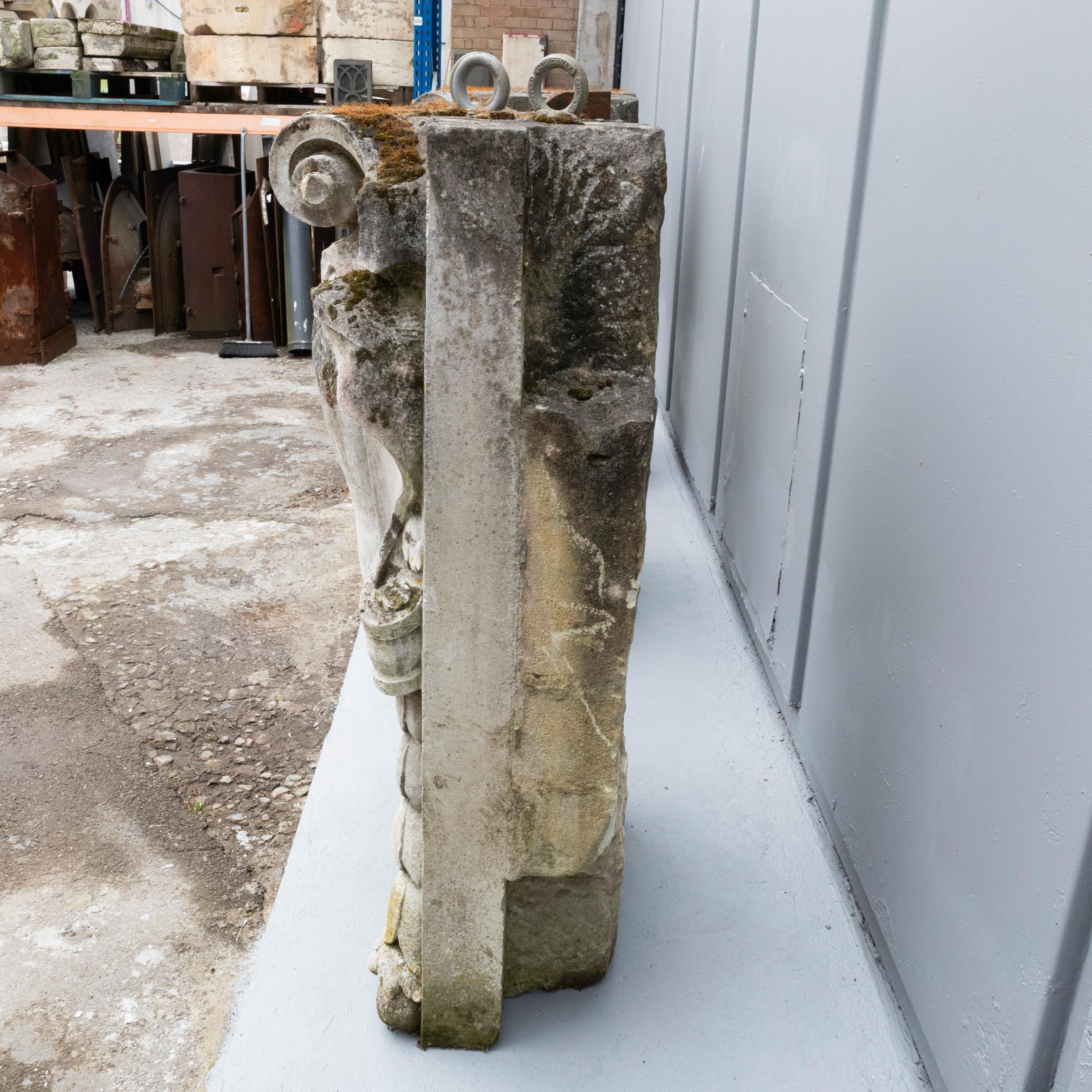Stone 3 Monumental Antique Carved Keystones  London Building Facade For Sale