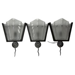 3 Muller Frères Art Deco Wall Lights