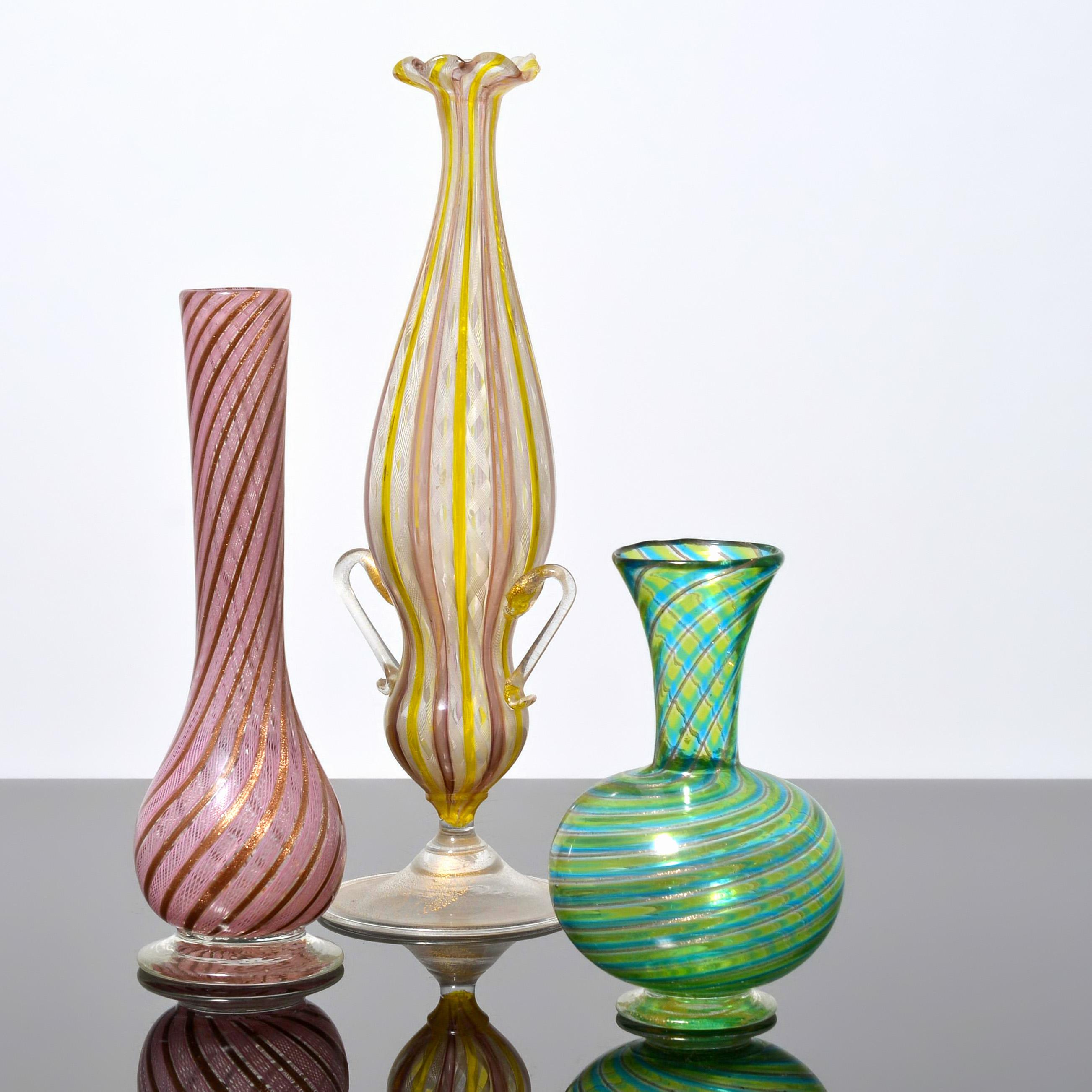 XX secolo 3 vasi di Murano; Fratelli Toso, Collezione Leslie Pina in vendita