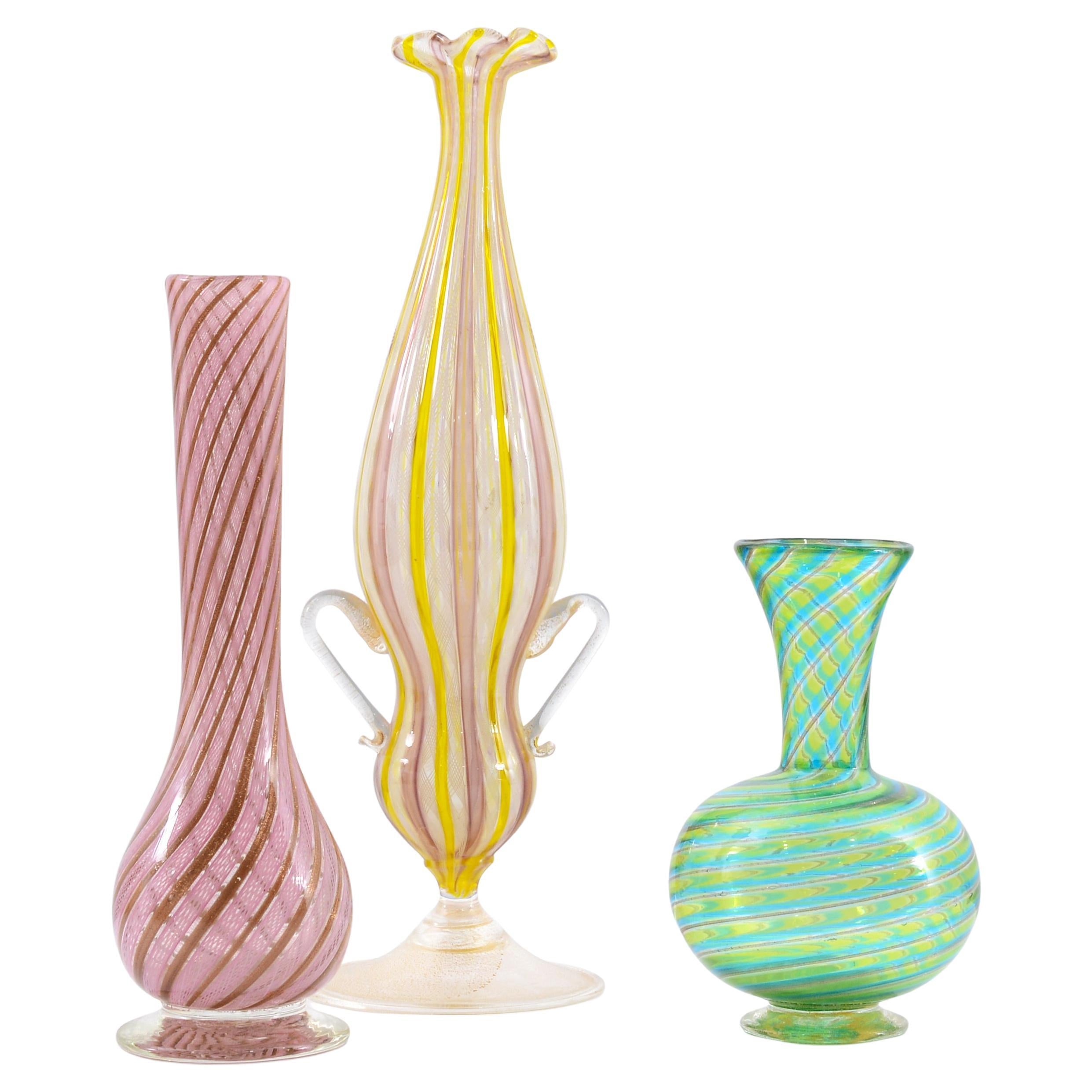 3 Murano Vases; Fratelli Toso, Leslie Pina Collection