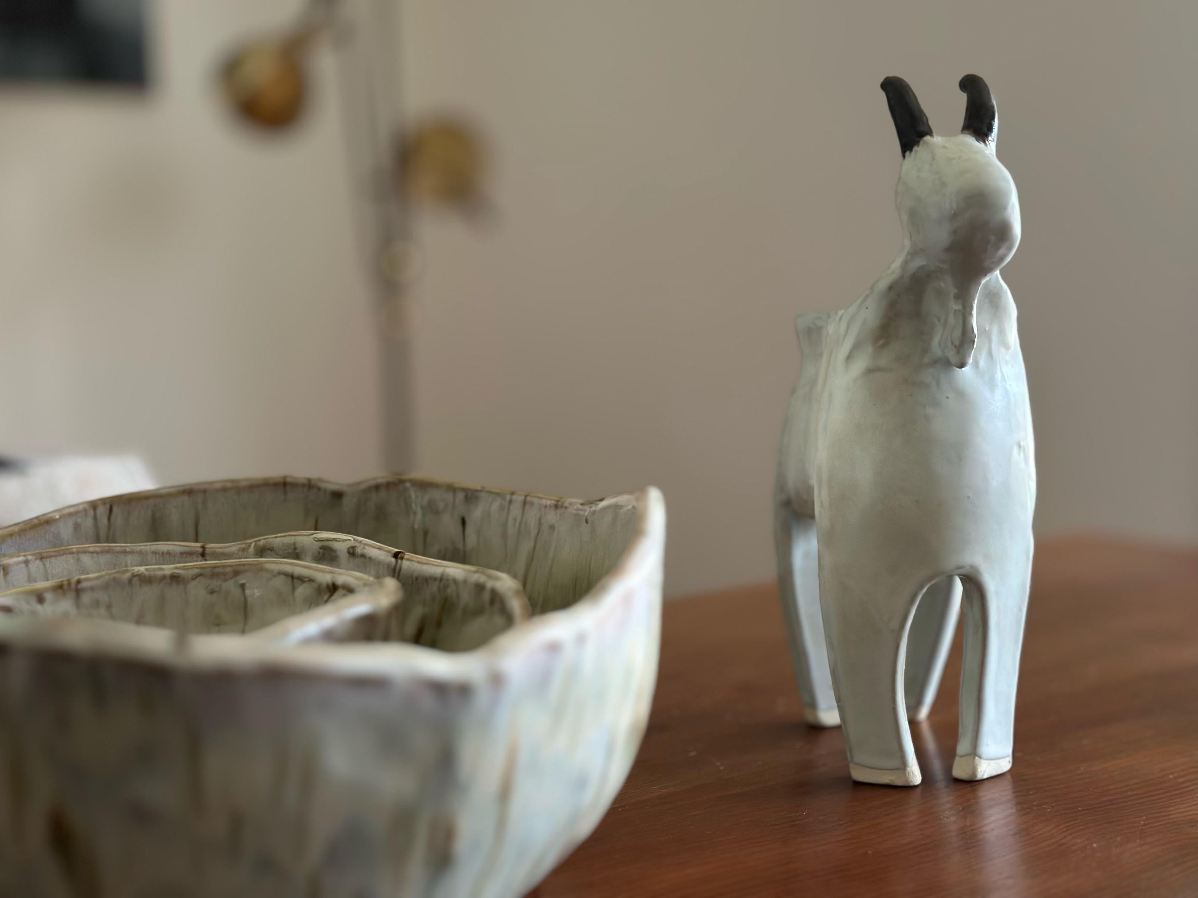 3 bols gigognes (Aspen Bark Collectional ceramics), grès émaux brillants crème en vente 8