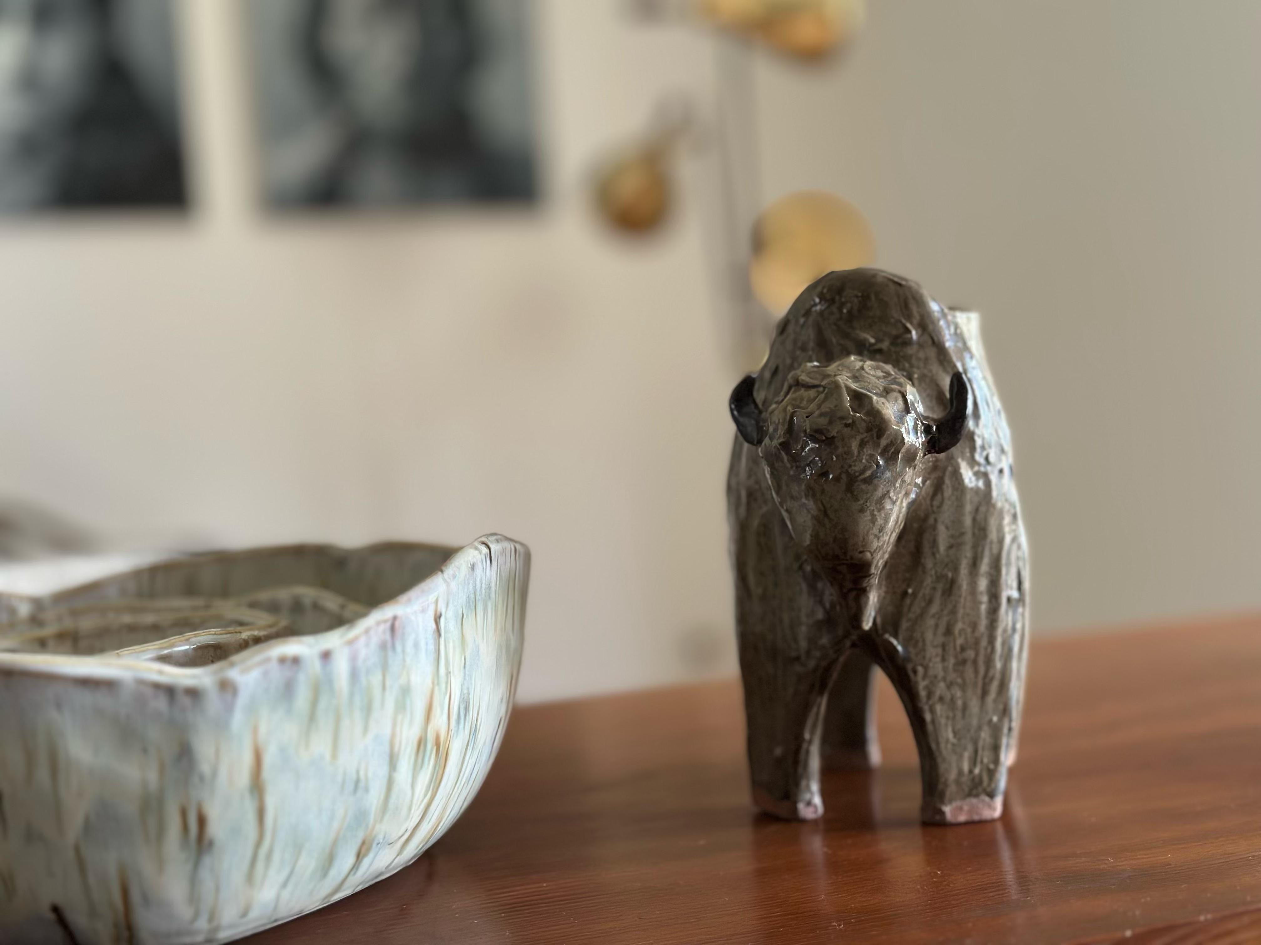 3 bols gigognes (Aspen Bark Collectional ceramics), grès émaux brillants crème en vente 10