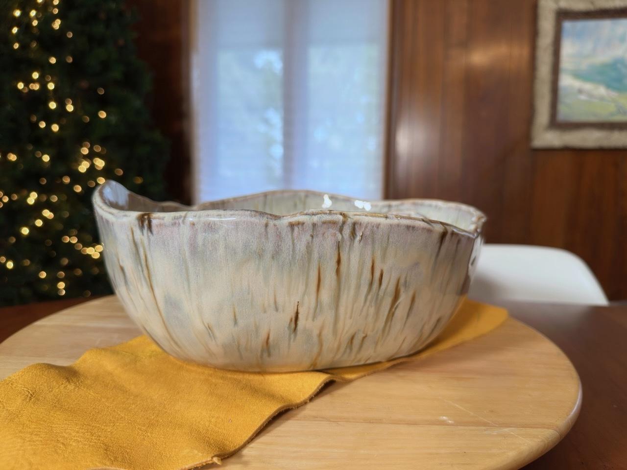 Artisanat 3 bols gigognes (Aspen Bark Collectional ceramics), grès émaux brillants crème en vente