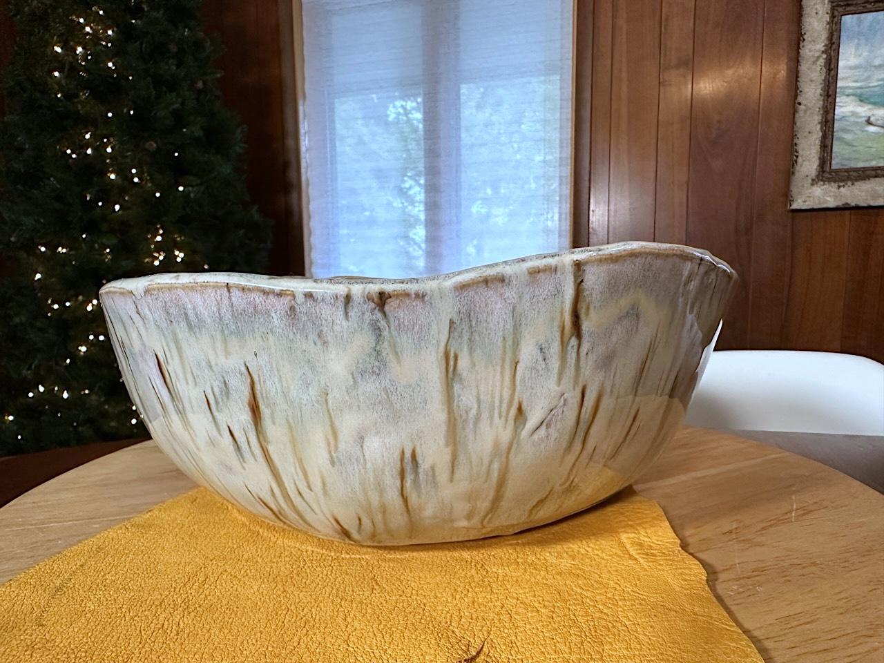 Grès 3 bols gigognes (Aspen Bark Collectional ceramics), grès émaux brillants crème en vente