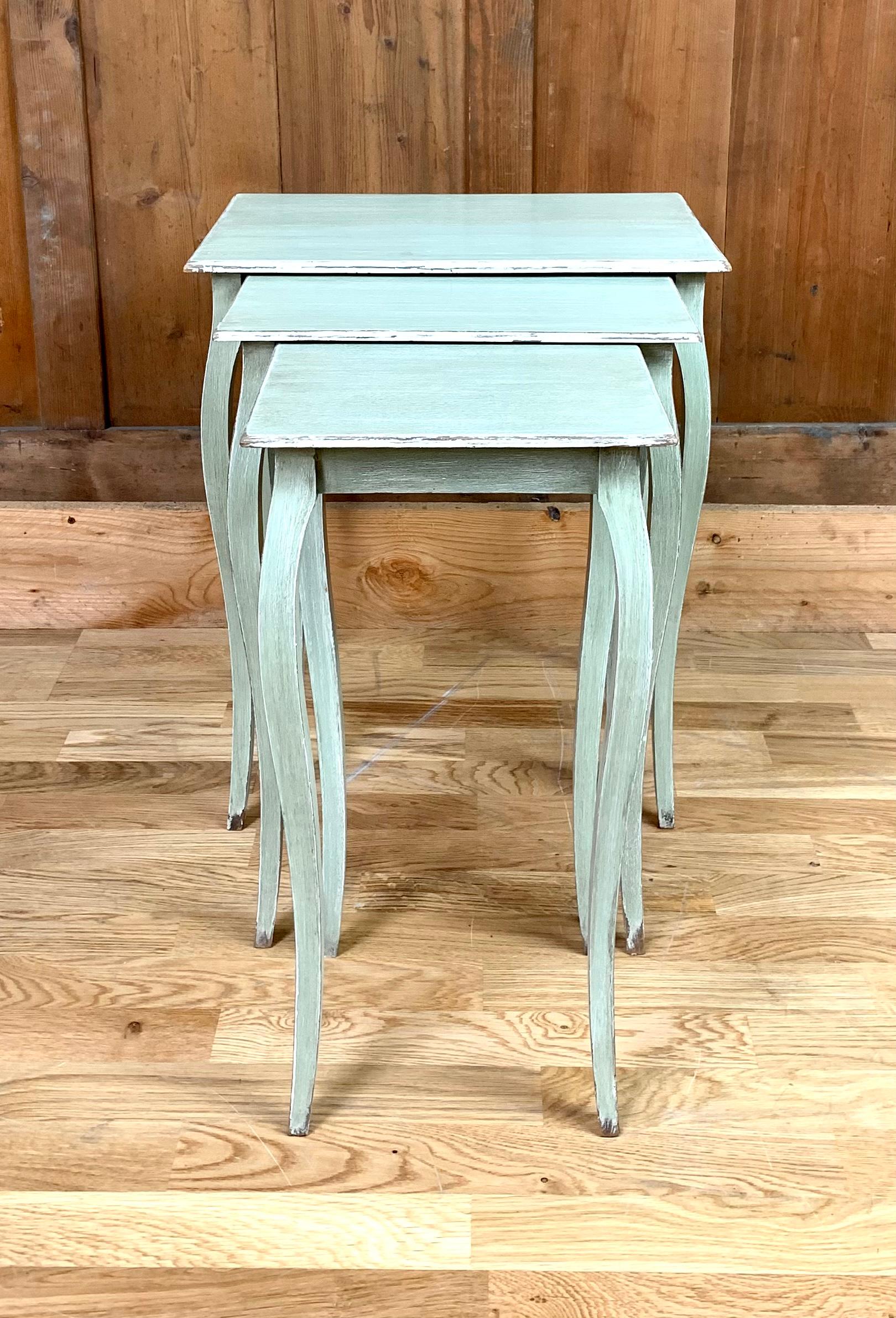 3 Nesting Table Blue-Grey In Good Condition For Sale In Beuzevillette, FR