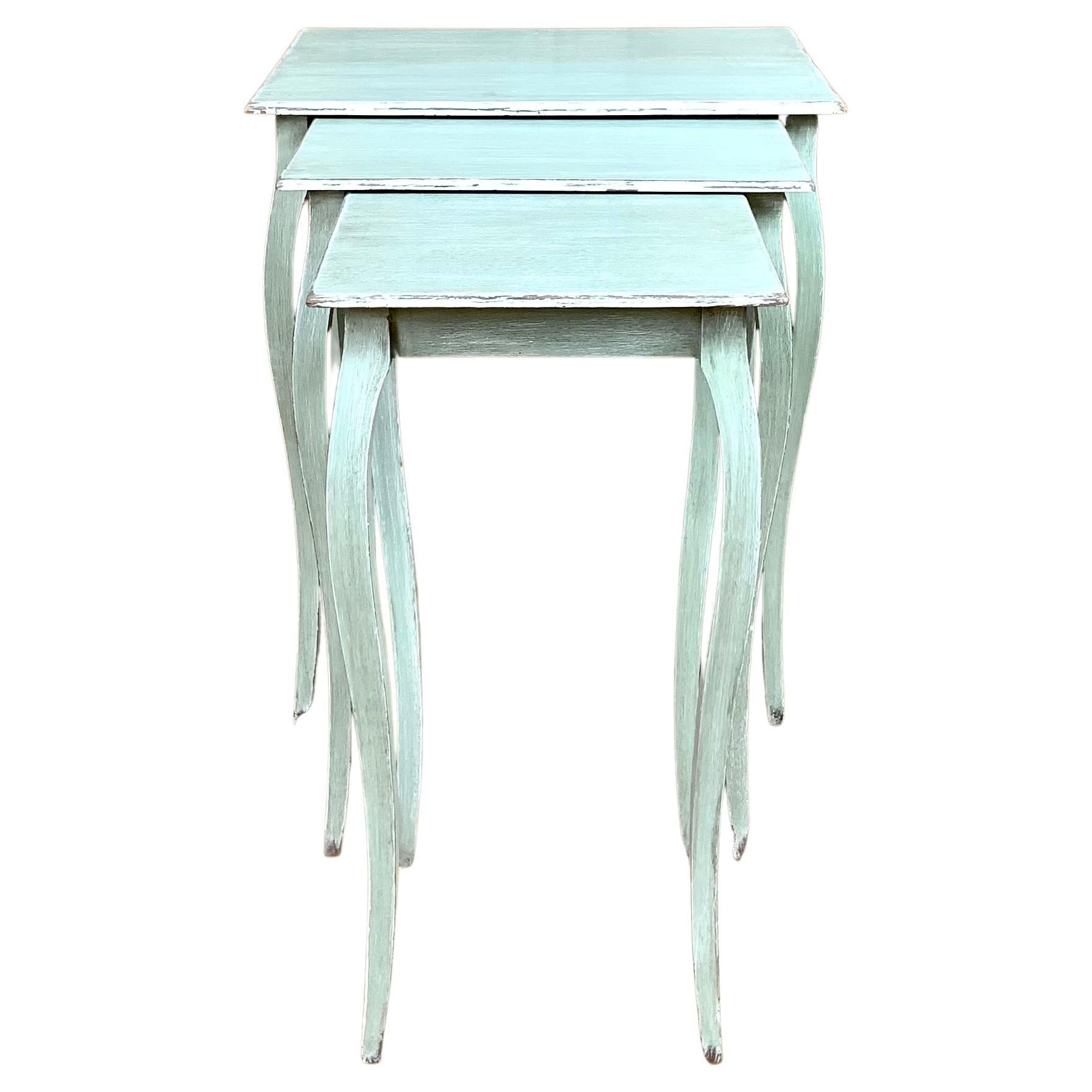 3 Nesting Table Blue-Grey For Sale
