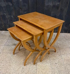 3 nesting tables in stained beech circa 1940/1950