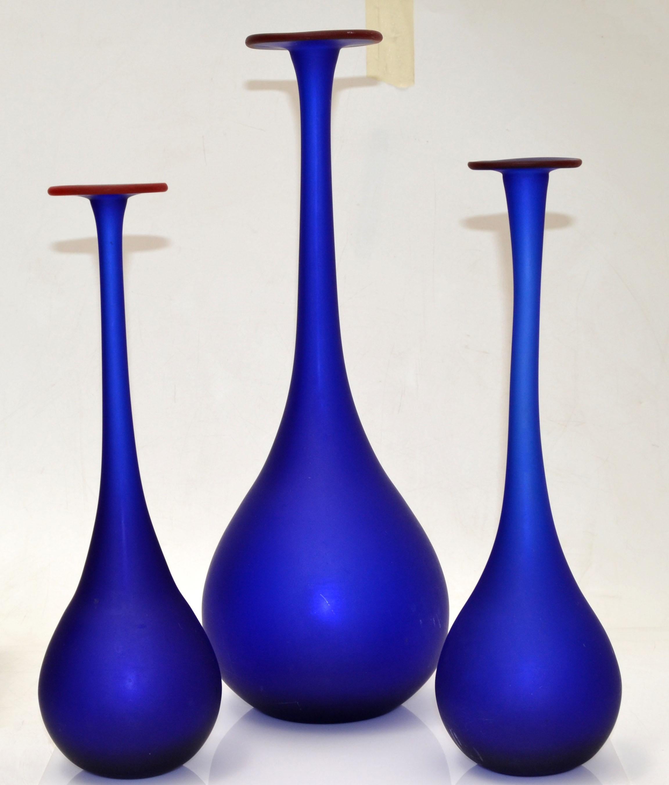 blue glass bud vase