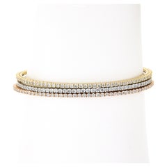 '3' New 14k Rose Yellow White Gold Diamond Flexible Stack Bangle Bracelets