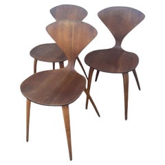 3 chaises d'appoint en bois courbé Norman Cherner Plycraft